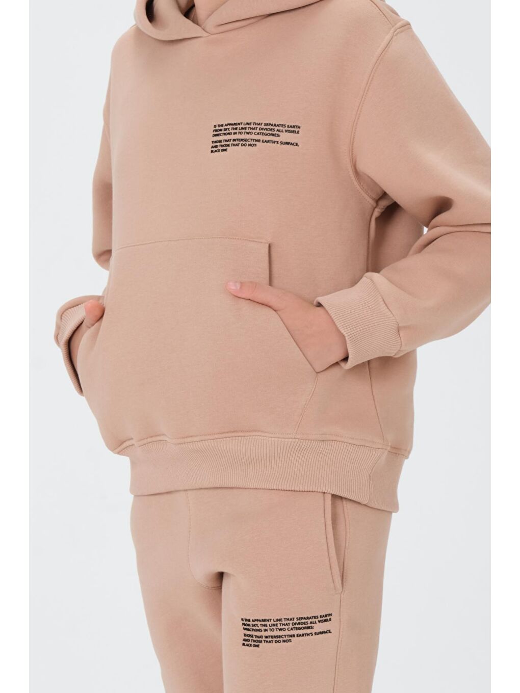Bej Kız Çocuk Kapüşonlu Eşofman Takımı-4