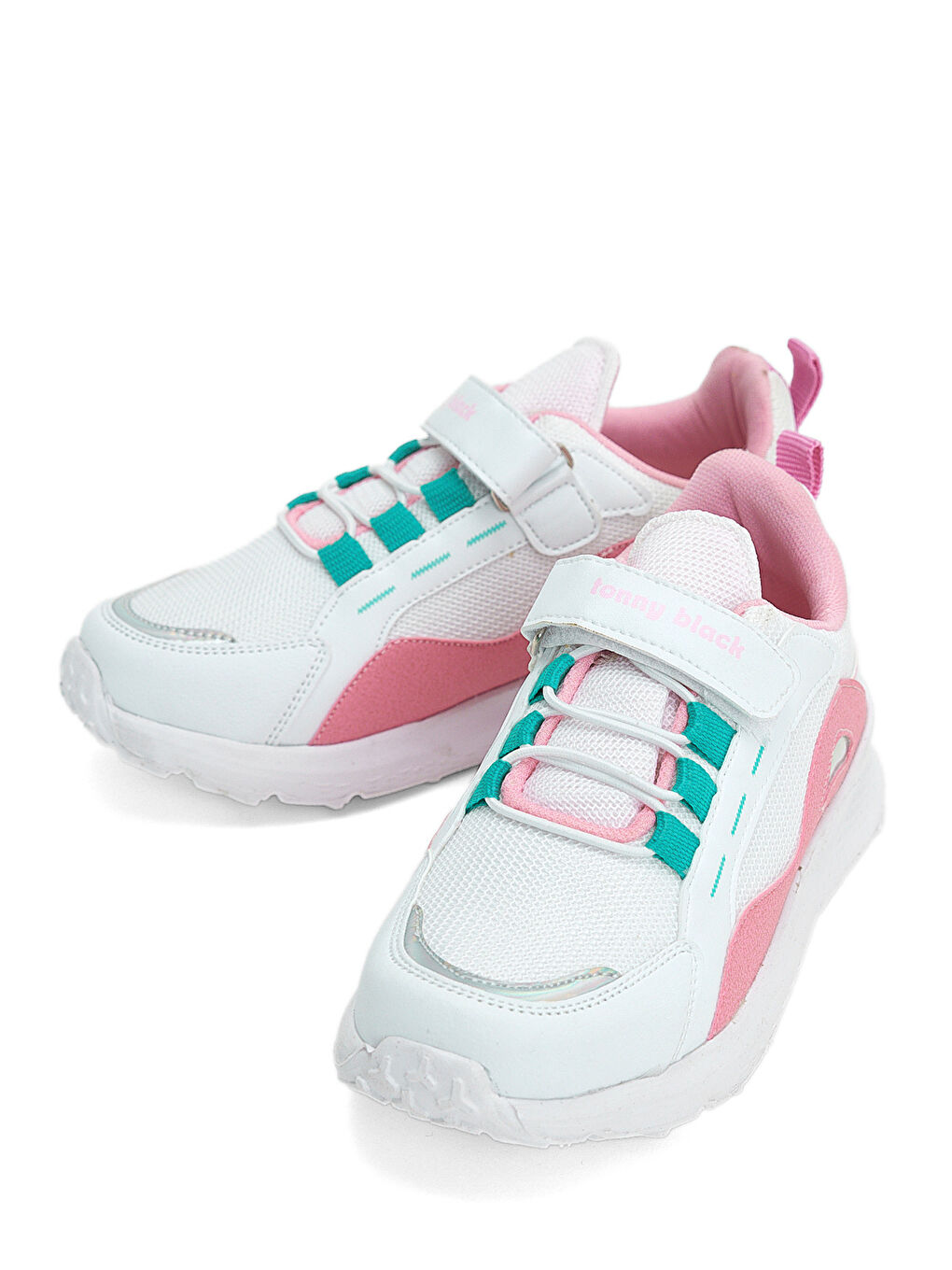 Çocuk Unisex Beyaz Su Yeşili Faylon Taban Rahat Kalıp Cırtlı Çocuk Ayakakbı-1