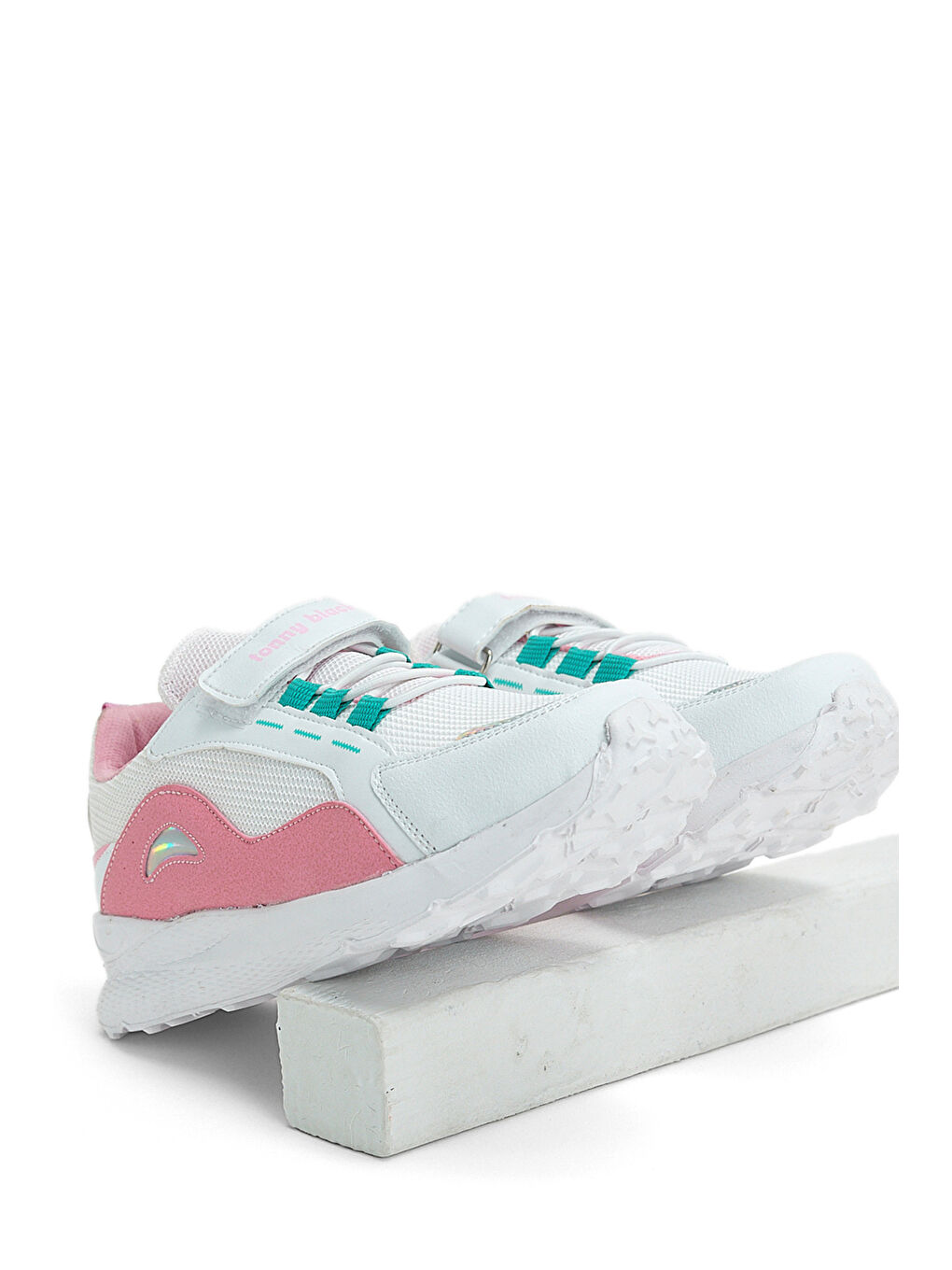 Çocuk Unisex Beyaz Su Yeşili Faylon Taban Rahat Kalıp Cırtlı Çocuk Ayakakbı-2