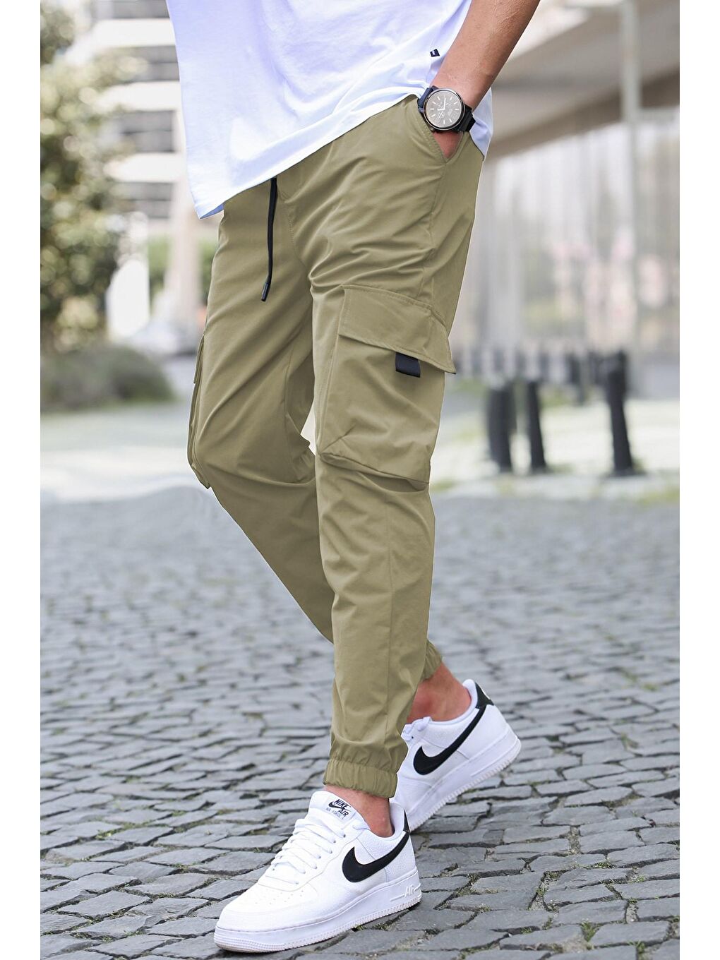 Bej Camel Kargo Cep Erkek Jogger Pantolon 5461