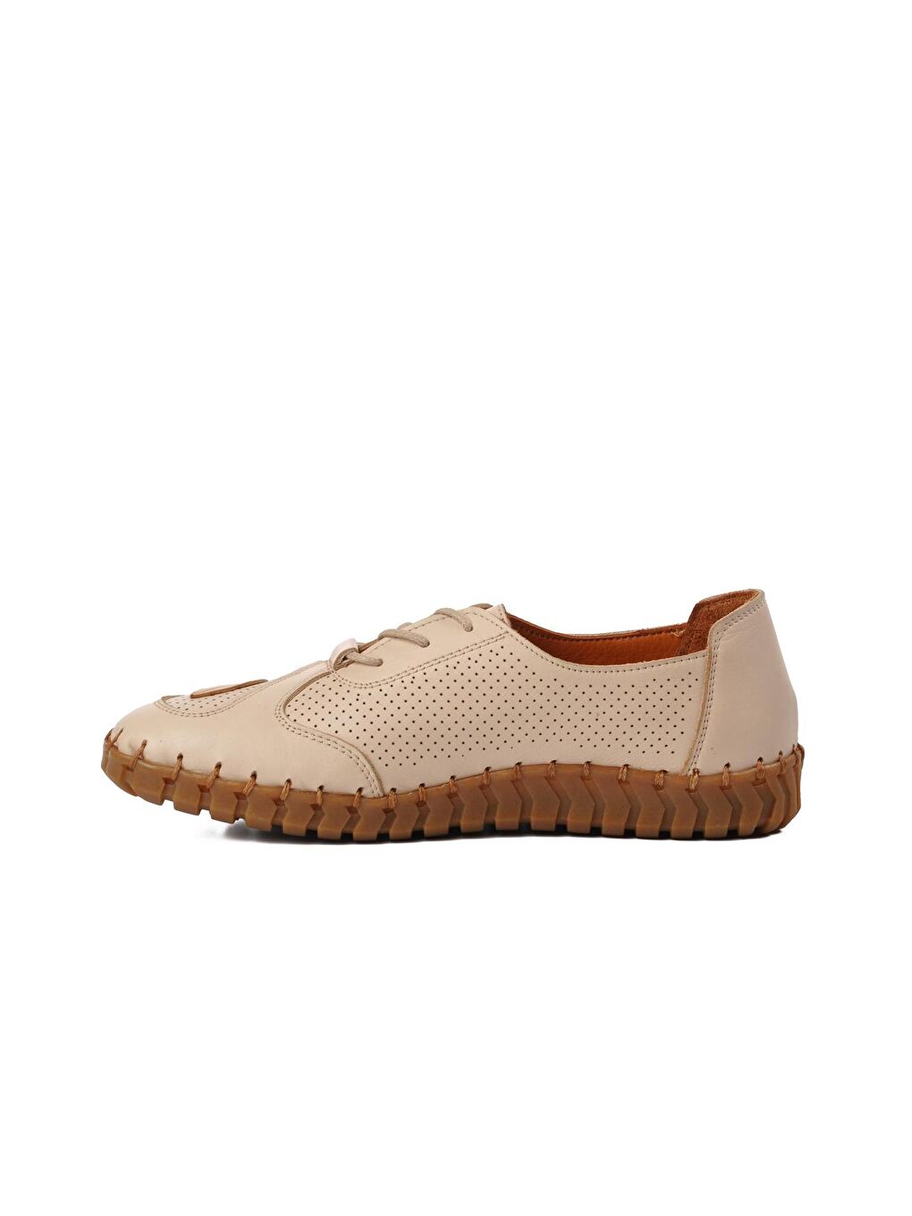 Bej Hakiki Deri Kadın Sneaker 2010709Y-1