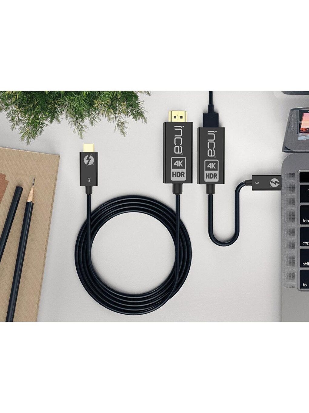 Inca Siyah 8K 30HZ USB-C to 2*HDMI 1*USB Thunderbolt Kablo - 2