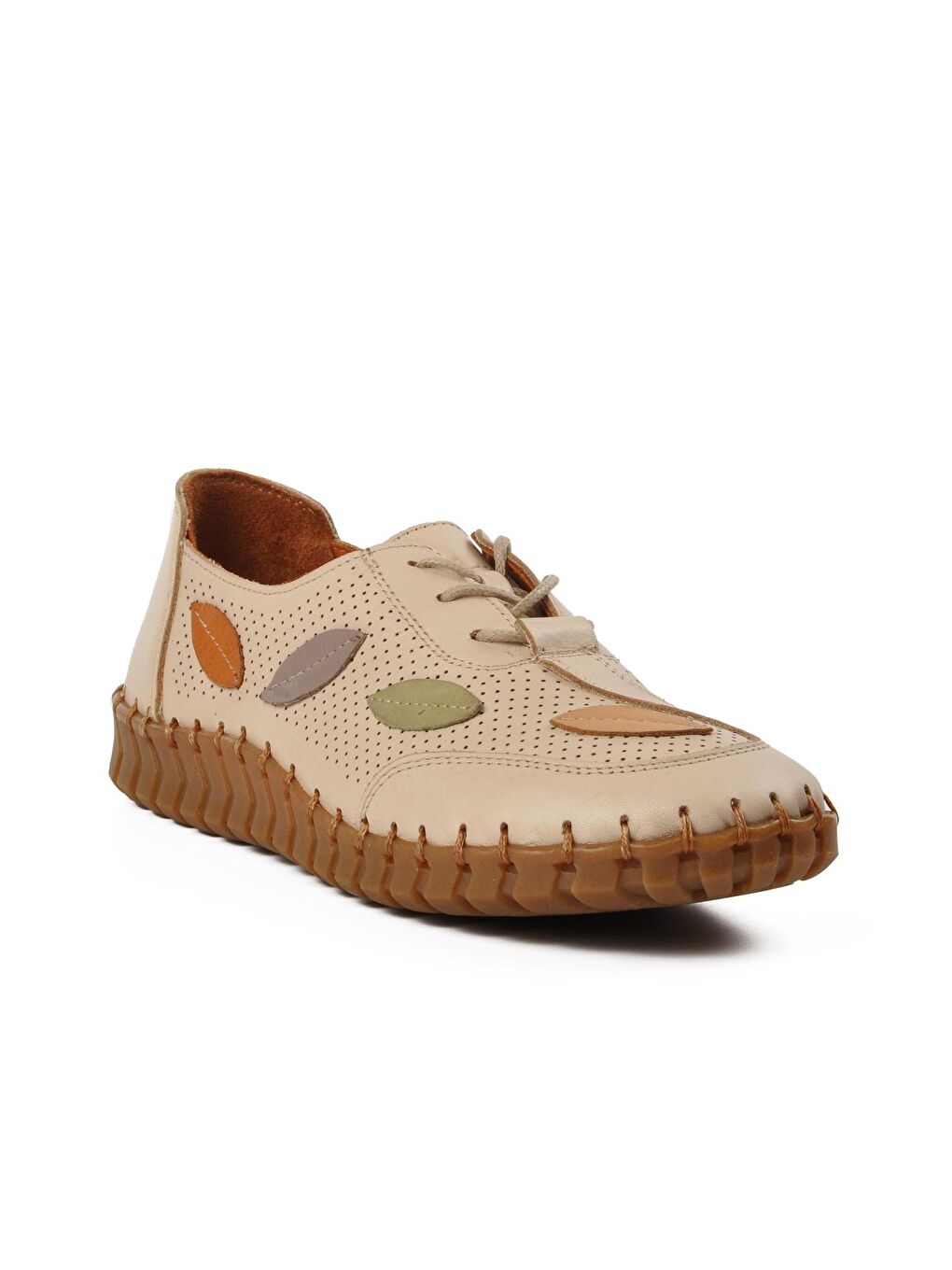 Bej Hakiki Deri Kadın Sneaker 2010709Y-2