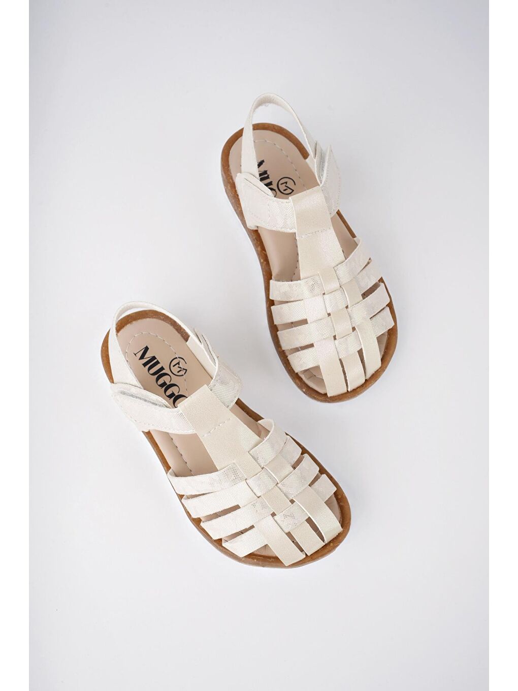 Bej Rapun Günlük Ortopedik Hafif Taban Cırtlı Kız Çocuk Sandalet-2