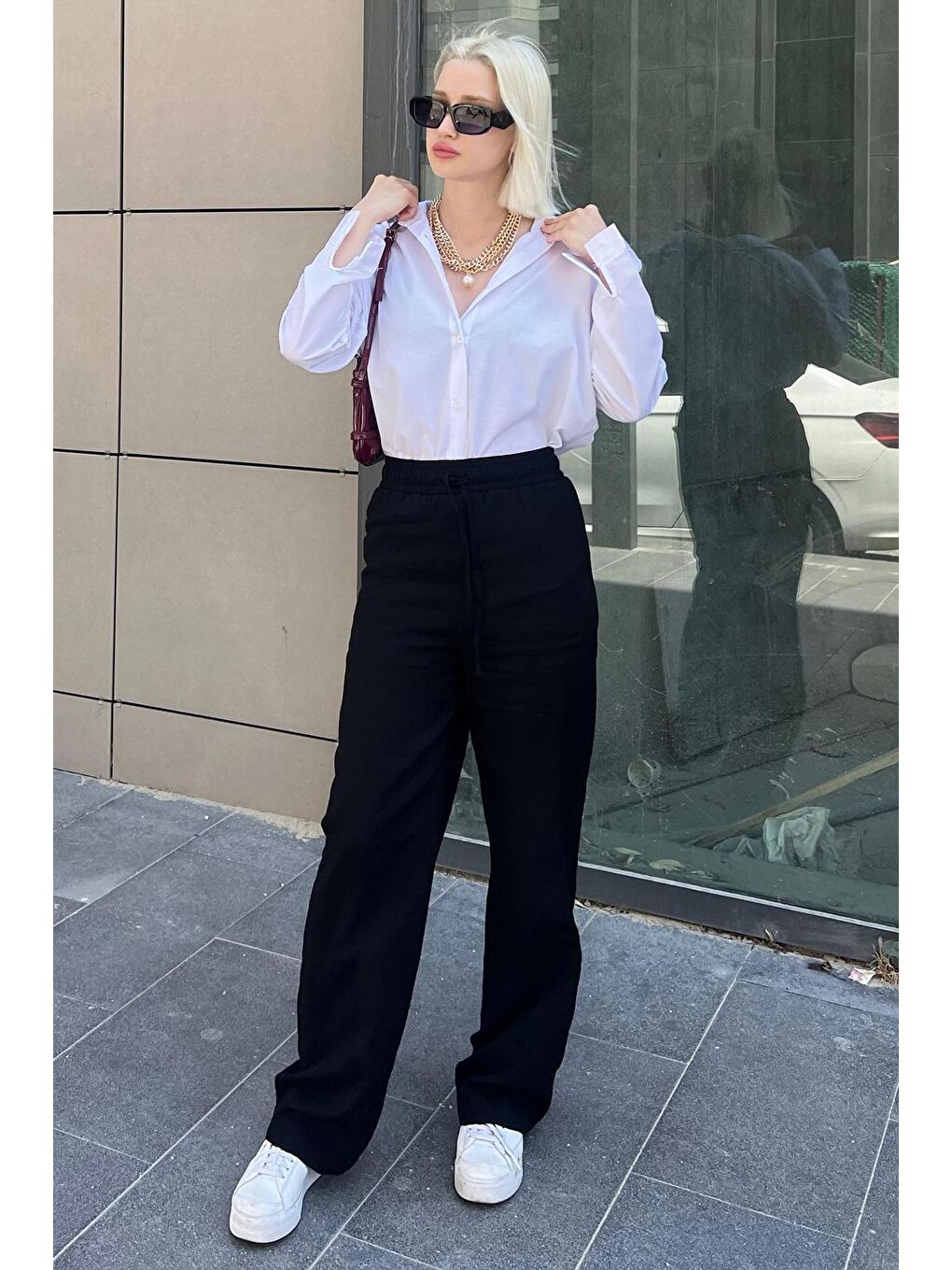 Beyaz Oversize Gömlek Mg1369-3