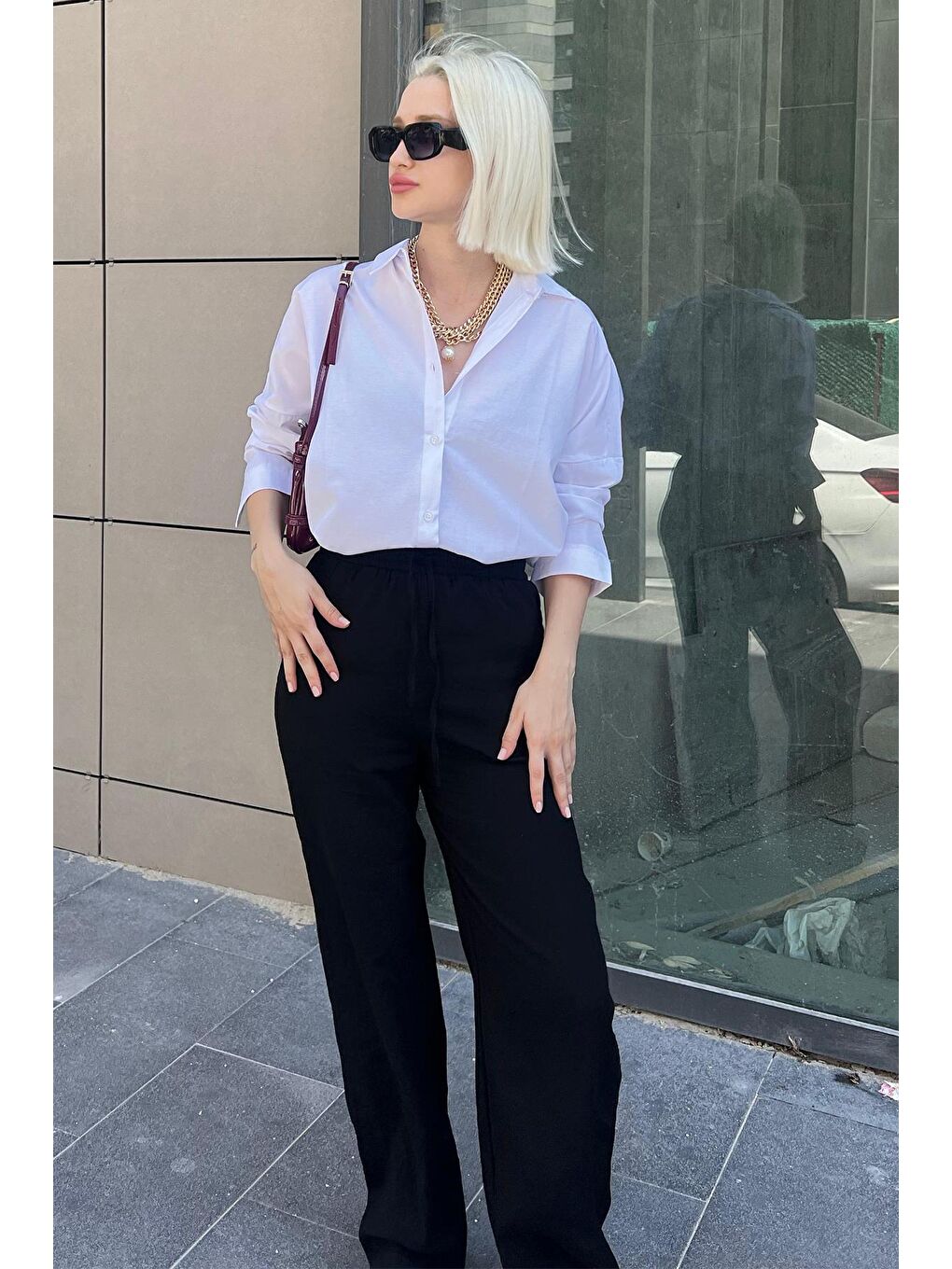 Beyaz Oversize Gömlek Mg1369-4