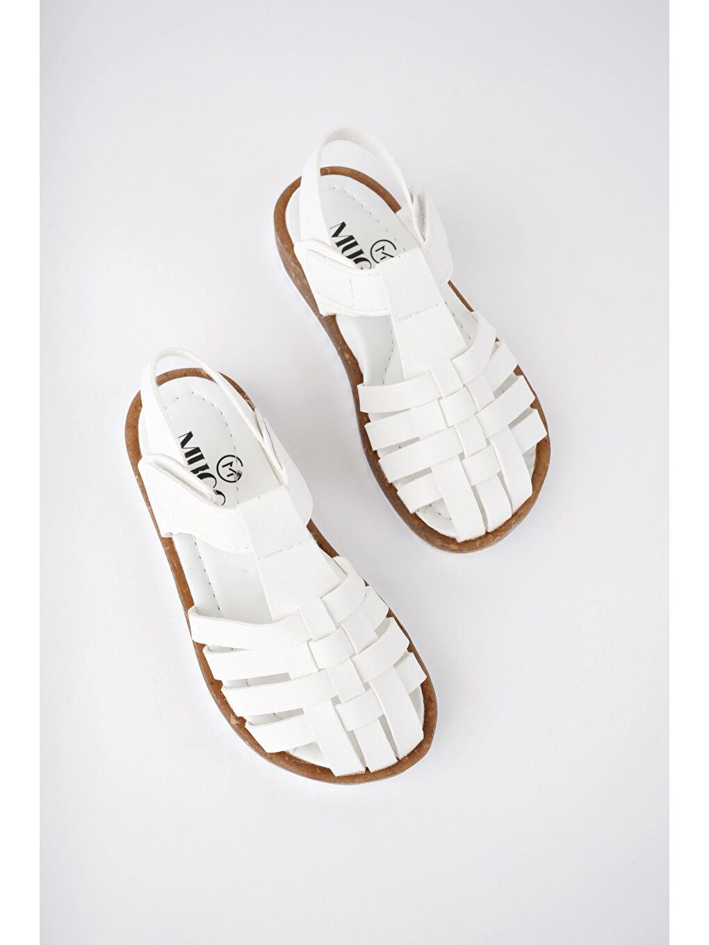 Beyaz Rapun Günlük Ortopedik Hafif Taban Cırtlı Kız Çocuk Sandalet-2