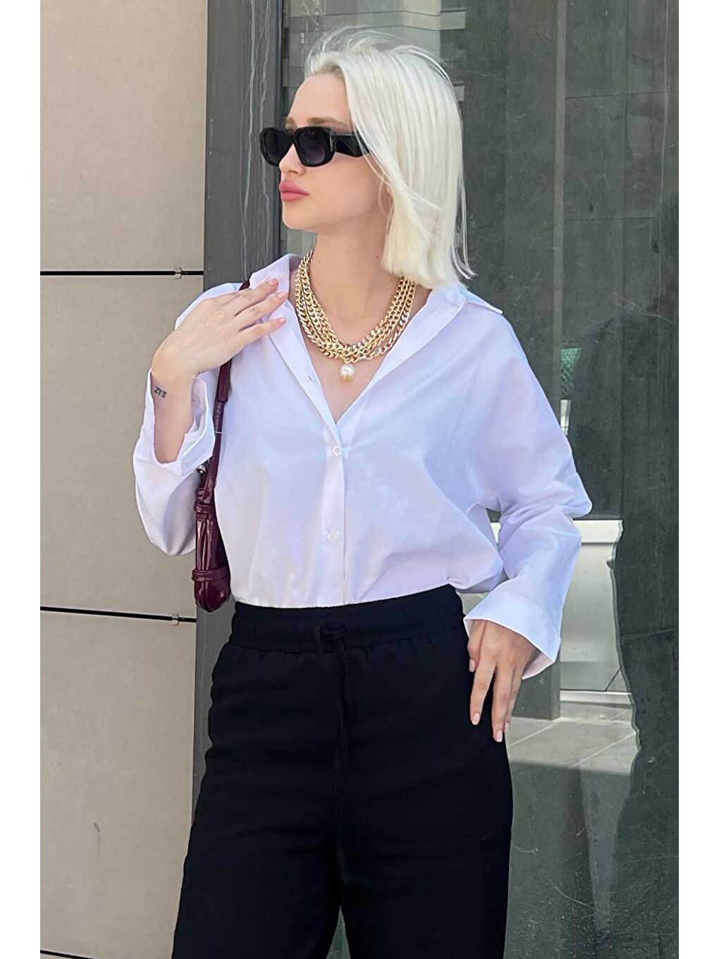 Beyaz Oversize Gömlek Mg1369-5