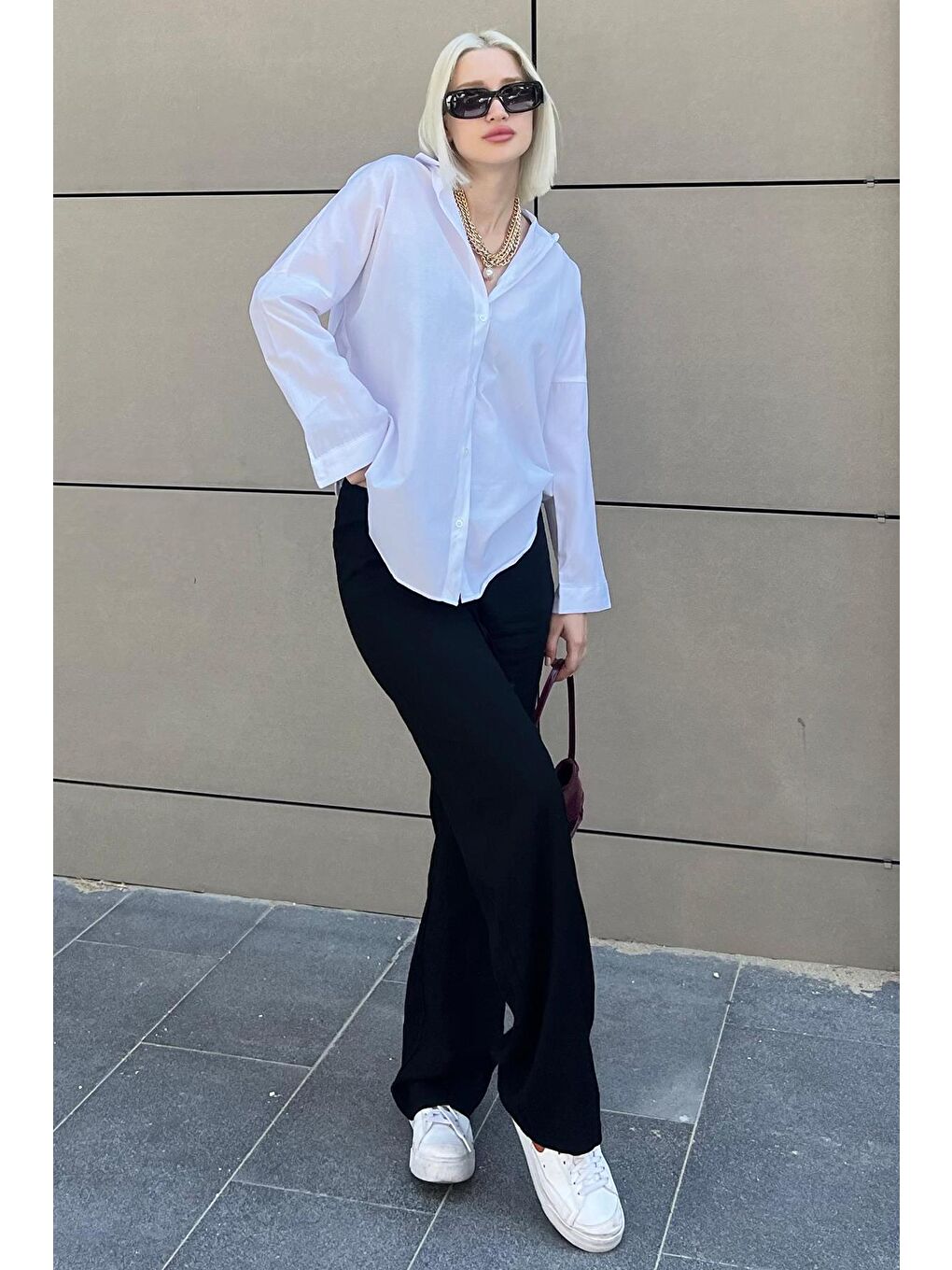 Beyaz Oversize Gömlek Mg1369-6