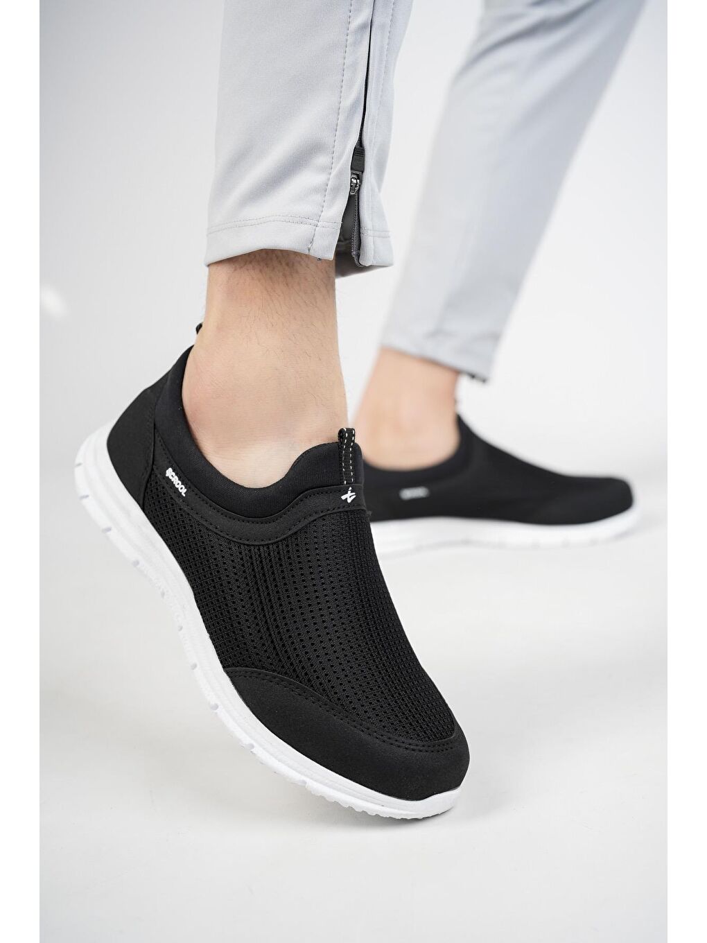 Siyah PODGO Unisex Ortopedik Bağcıksız Nefes Alabilen Hafif Yürüyüş Sneaker Spor Ayakkabı-1