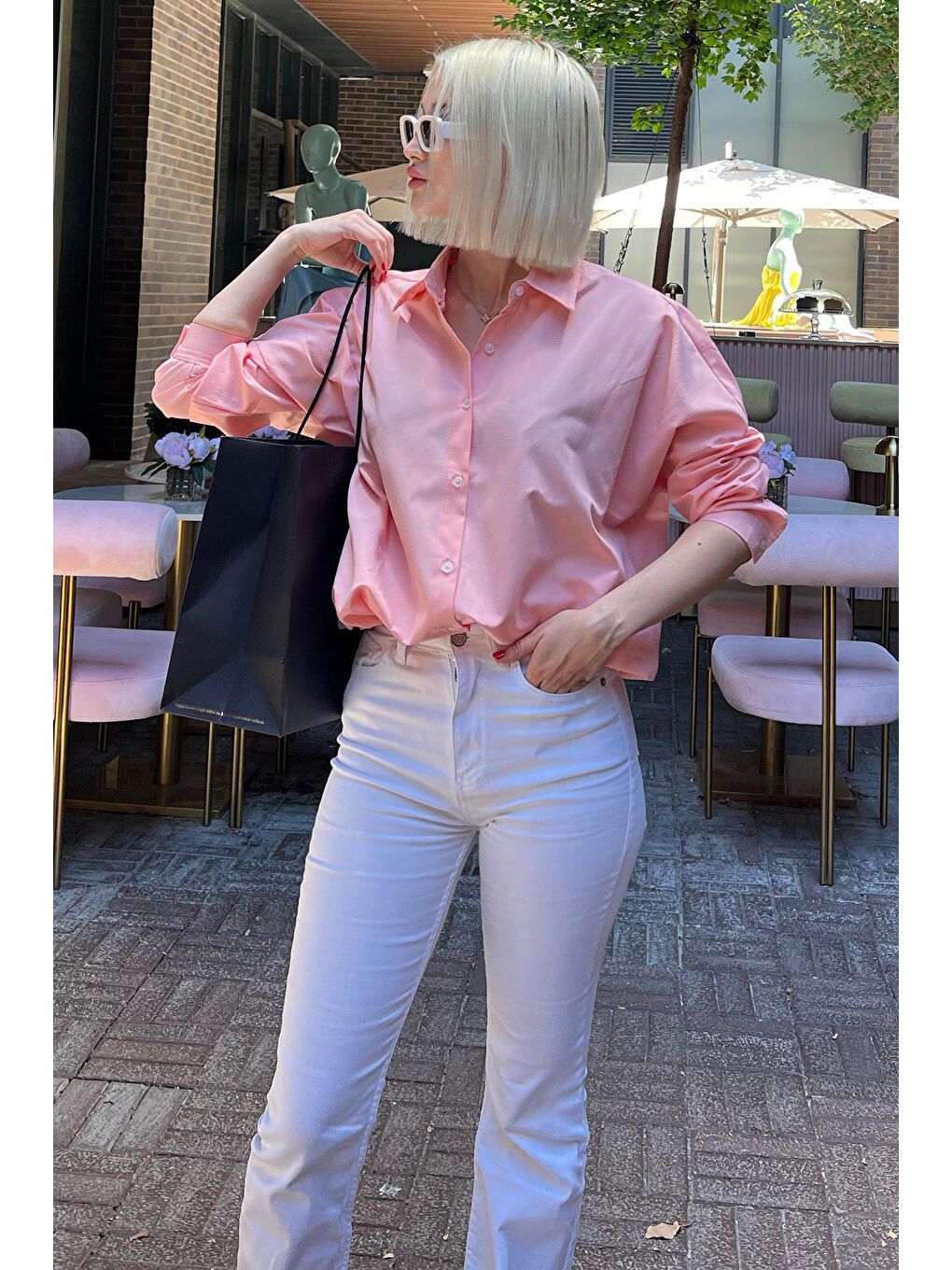 Pembe Oversize Gömlek Mg1369-1