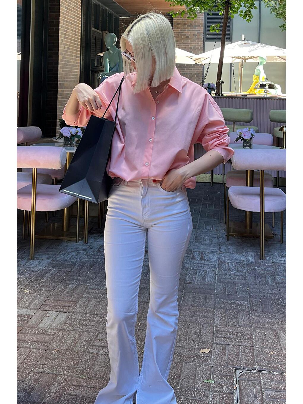 Pembe Oversize Gömlek Mg1369-3