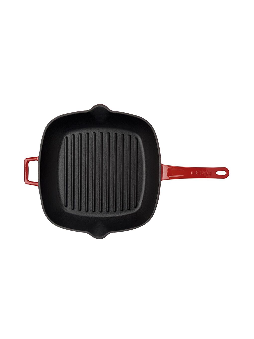 Kırmızı Kare Izgara Tava Cam Kapaklı Döküm Demir Yekpare Saplı Ölçü 26x26cm.-2