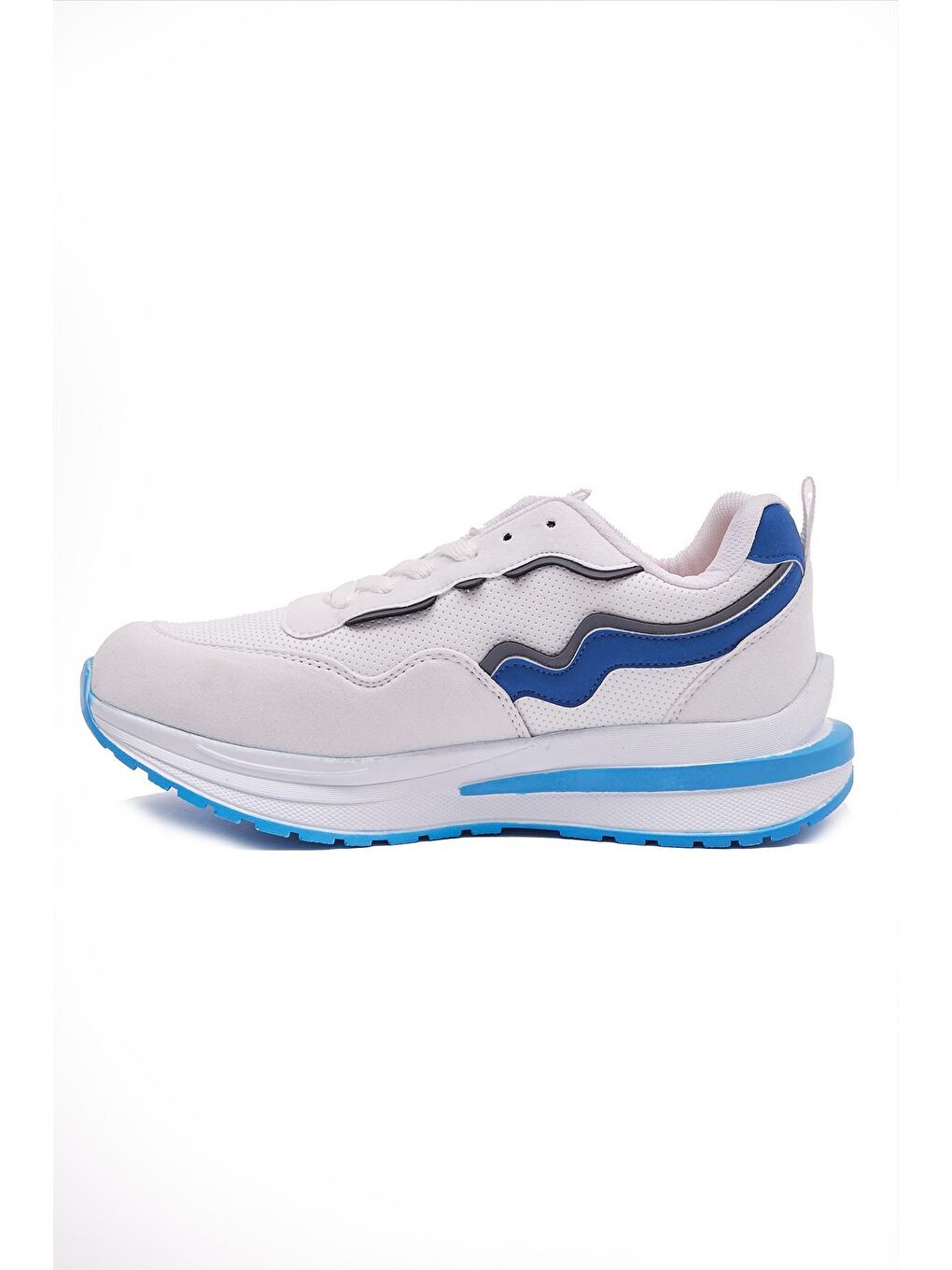 Beyaz Rampex 0659  Bağcıklı Kalın Taban Sneaker Yürüyüş Spor Ayakkabı Kadın-1