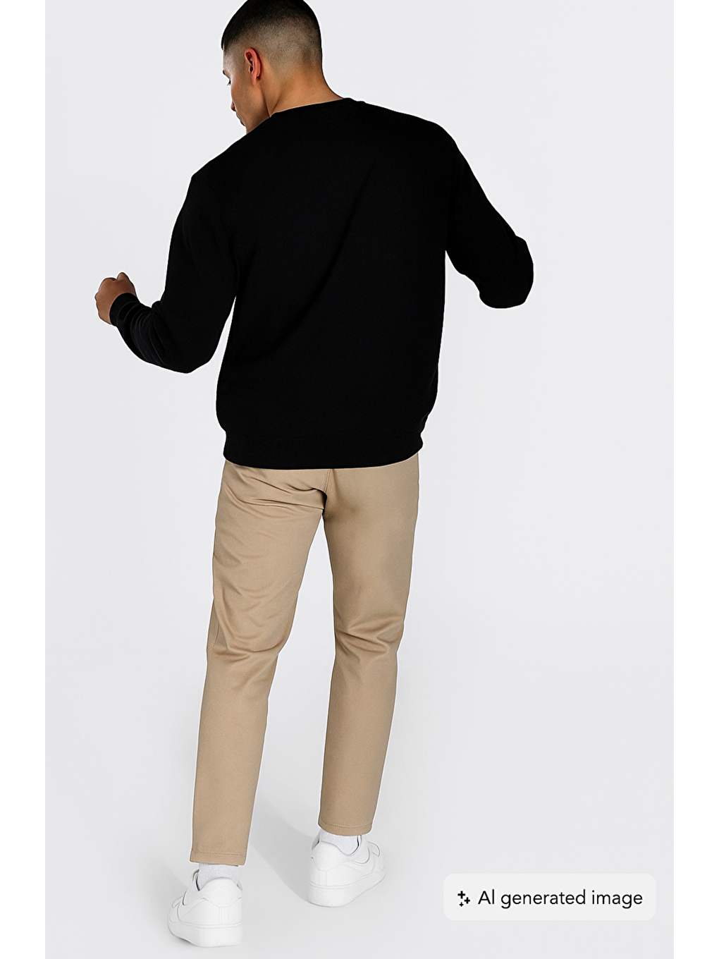 Erkek Siyah Man Baskılı Oversize Uzun Kollu Sweatshirt-1