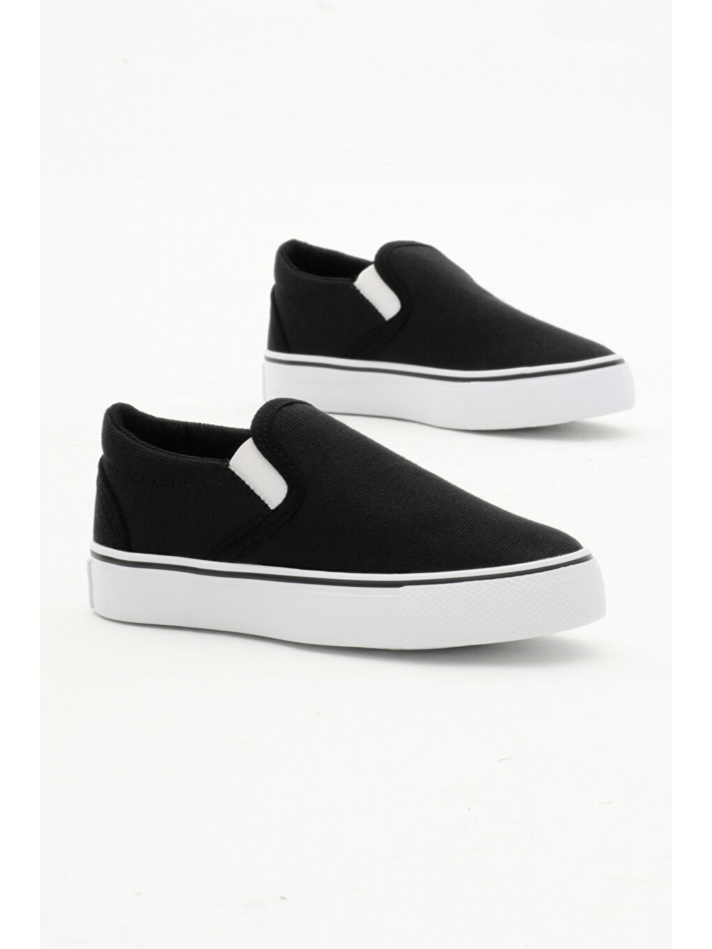 Çocuk Unisex Siyah Kauçuk Taban Keten Lastikli Spor Ayakkabı-2