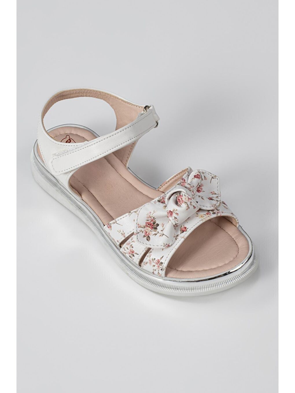 Çiçekli Beyaz Kız Sandalet-1