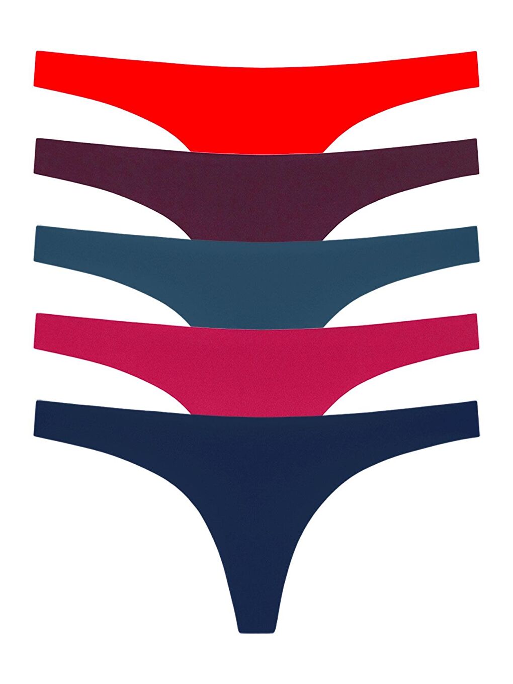 Karışık Basic Lazer Kesim Tanga Külot 5'Li Paket - 2-4
