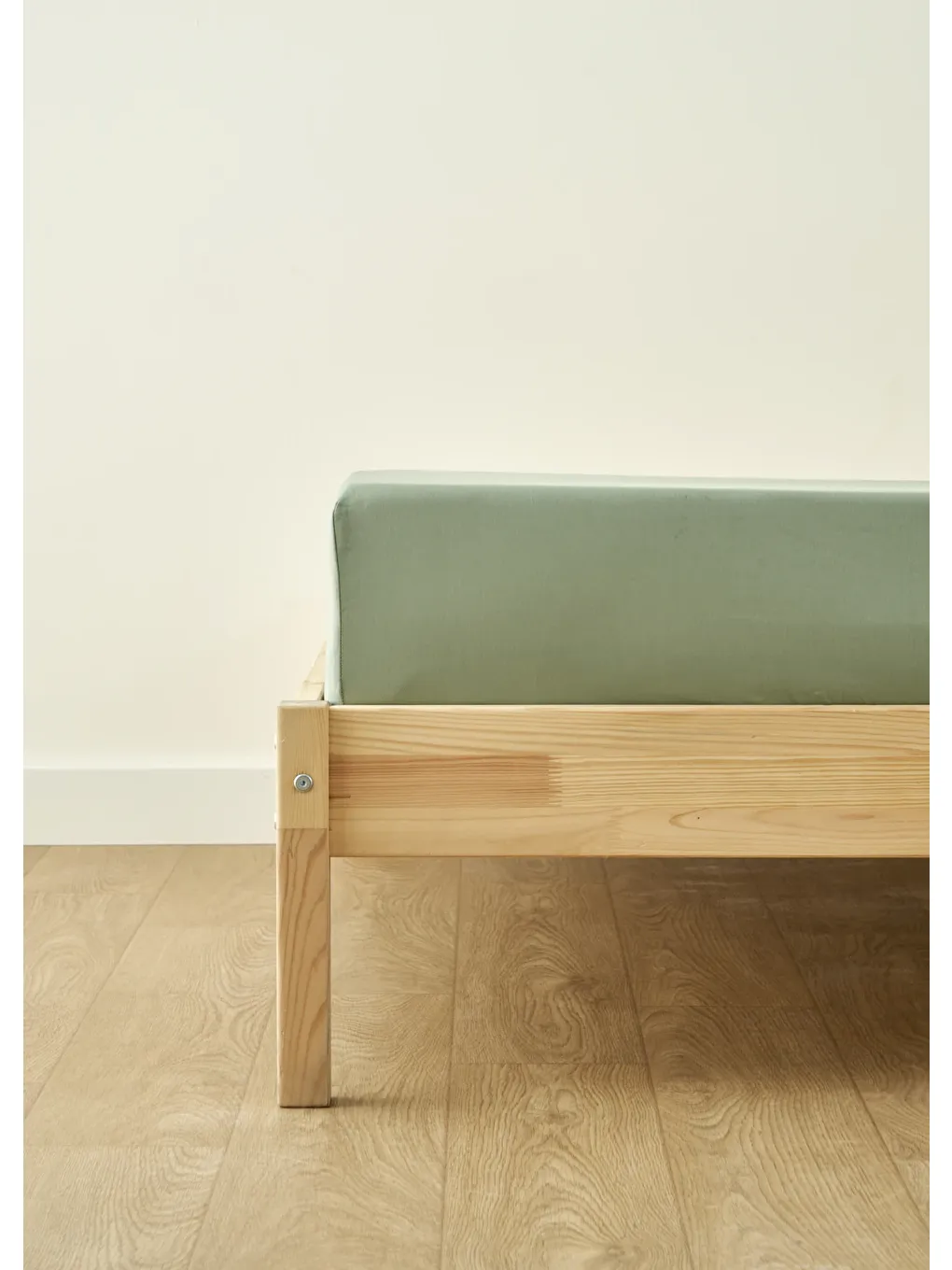 %100 Pamuk Saten Çift Kişilik Lastikli Çarşaf Sisli Yeşil