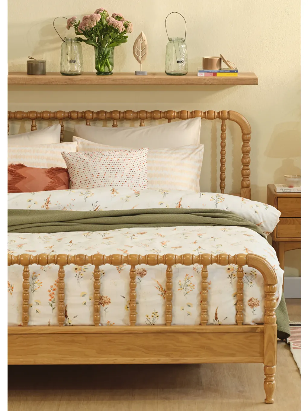 Pembe %100 Pamuk Saten Leora Çift Kişilik Nevresim Seti Somon