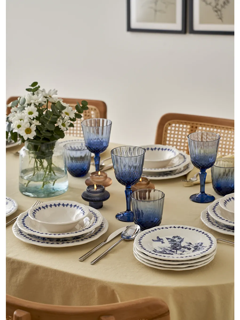 Vanessa Porselen 24 Parça 6 Kişilik Yemek Takımı Mavi