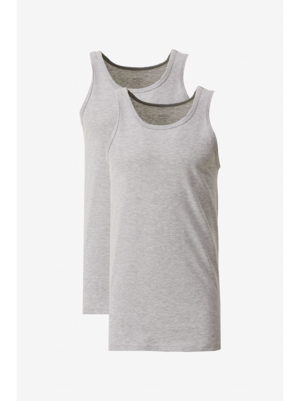 Erkek Gri Melanj Premium %100 Pamuk 2'li Paket Atlet