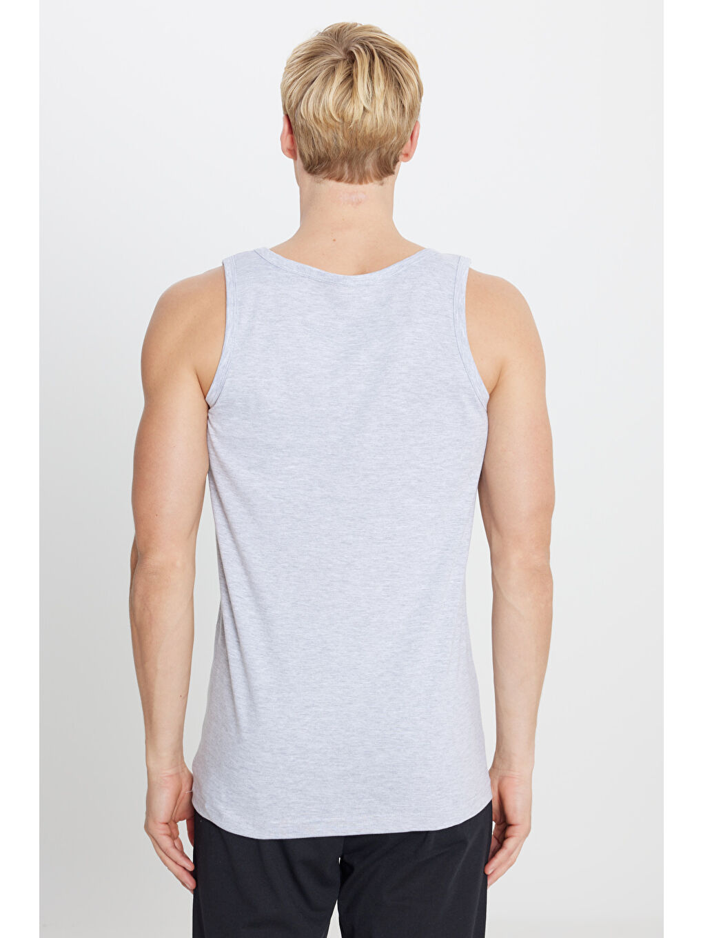 Erkek Gri Melanj Premium %100 Pamuk 2'li Paket Atlet-5