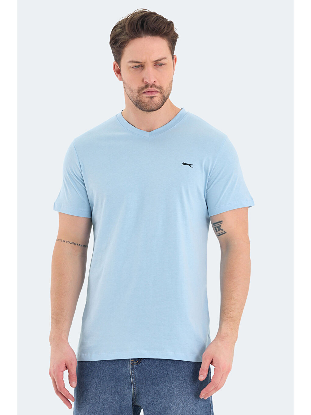 RIVALDO Erkek %100 Pamuk Tişört Mavi-2