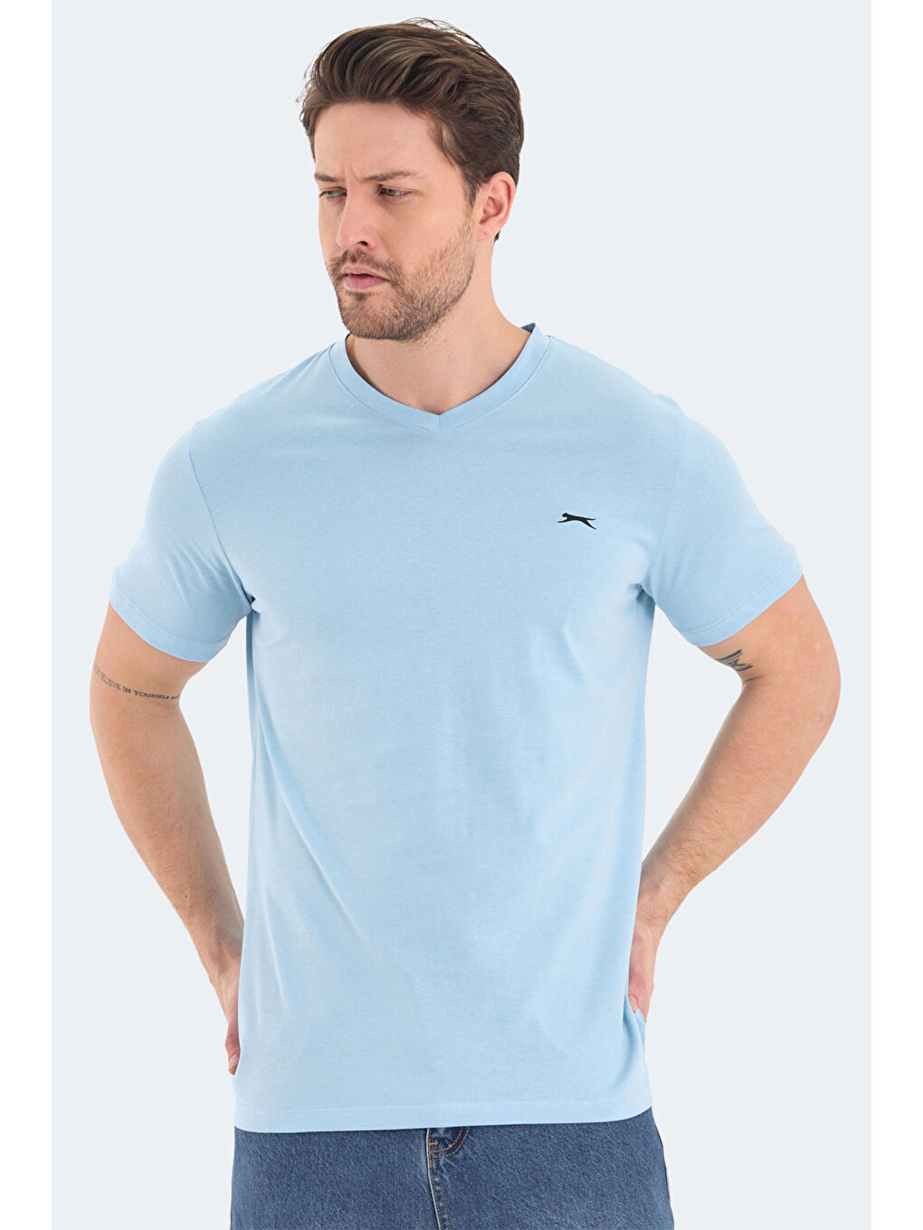 RIVALDO Erkek %100 Pamuk Tişört Mavi-5