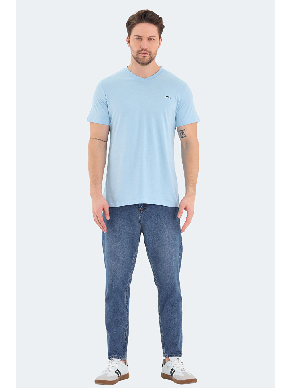 RIVALDO Erkek %100 Pamuk Tişört Mavi-6
