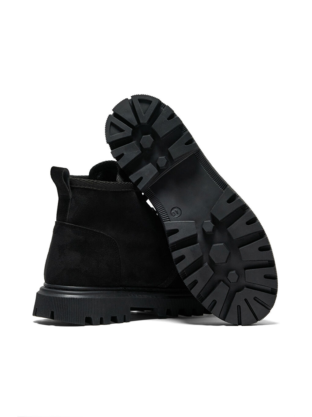 Kadın Siyah Süet Rahat Kalıp Kalın Taban İçi Kürklü Bağcıklı Bot-3