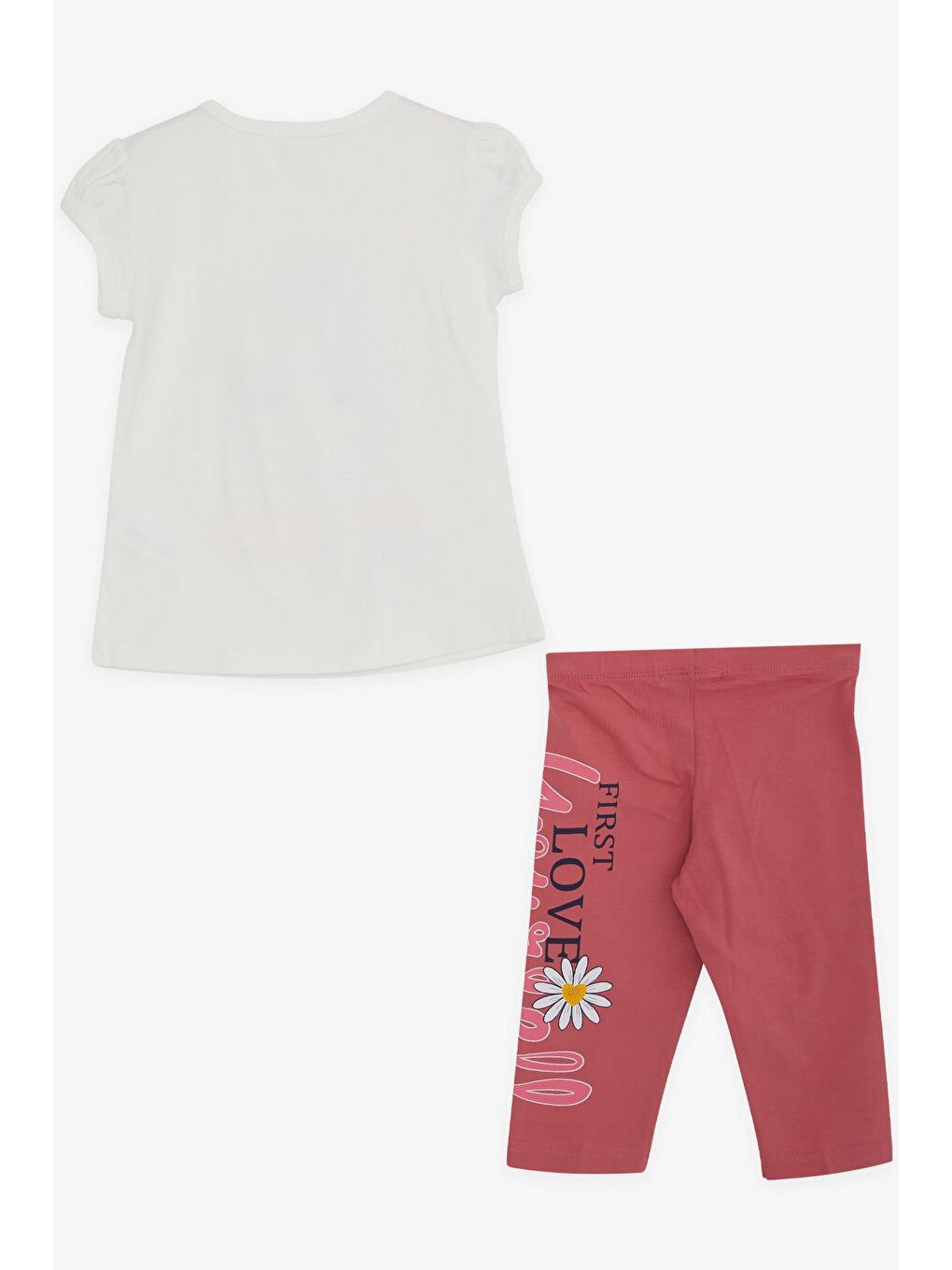 Kız Çocuk Kapri Taytlı Takım Kız Baskılı Ekru (1.5 Yaş)-1
