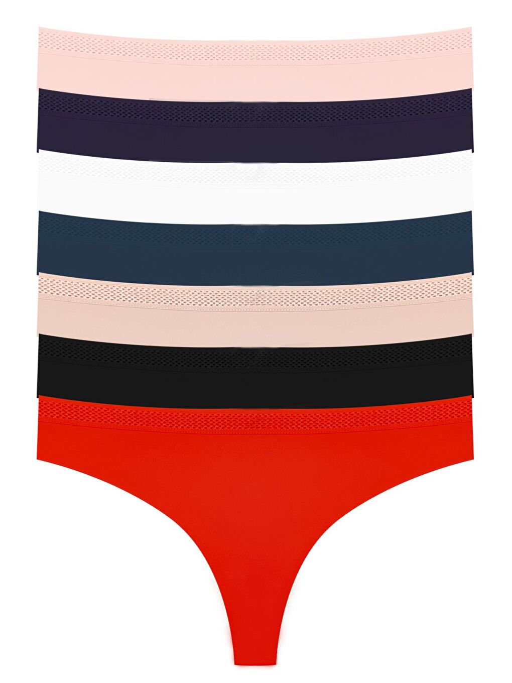 Karışık Basic Lazer Kesim File Lastikli Brezilya Külot 7'Li Paket-4