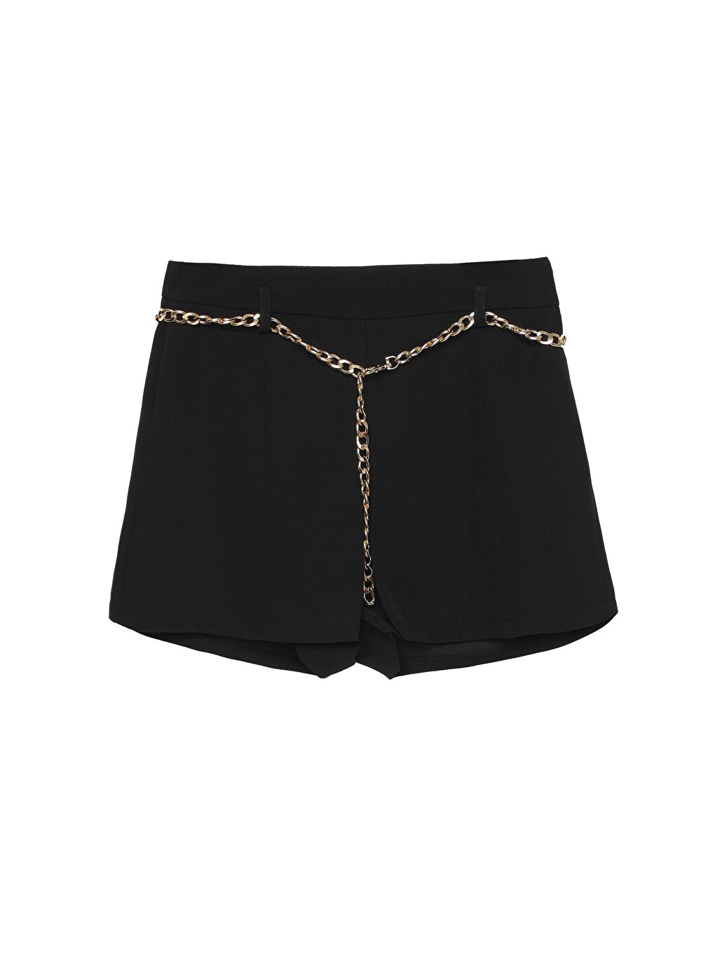 Zincir Kemerli Şort Siyah-1