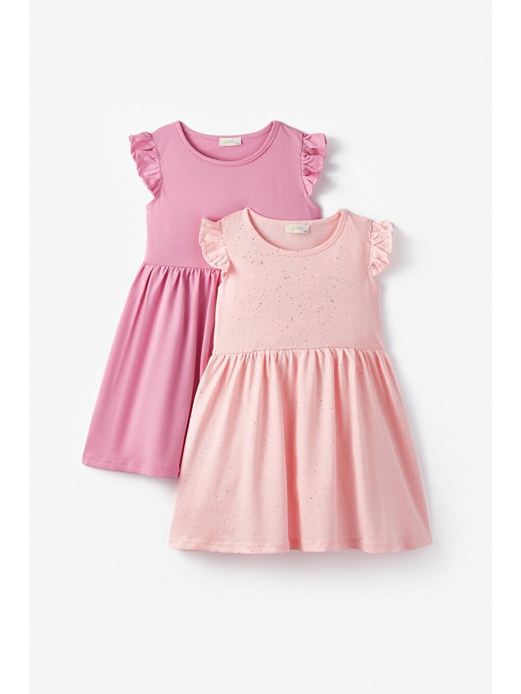 June Pembe Kız Çocuk 2Li Örme Elbise