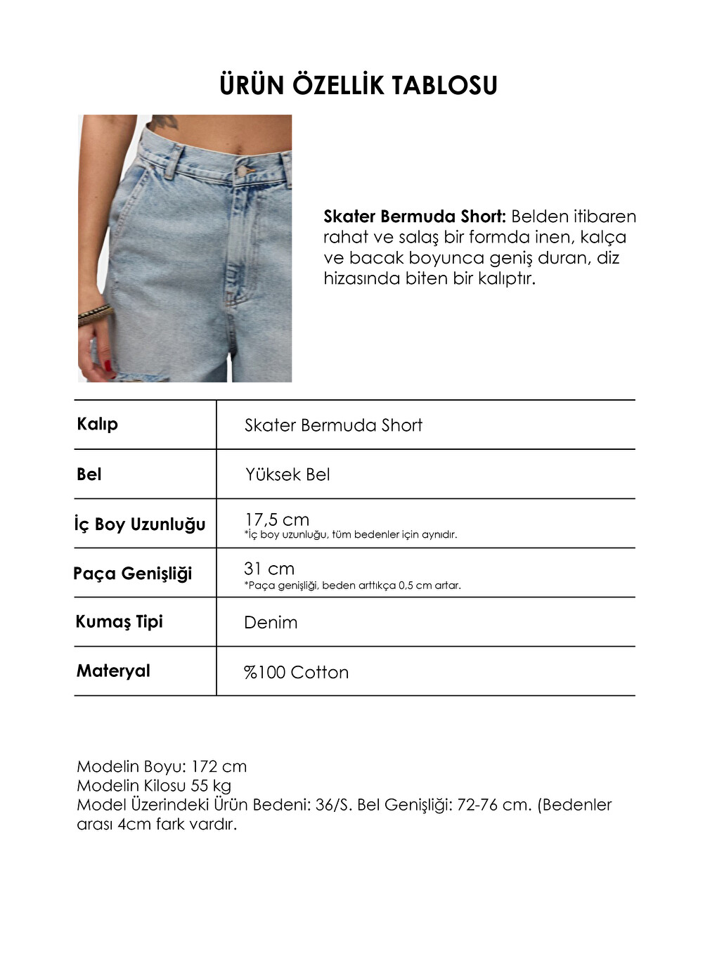 Mavi Kadın Jean Rengi 12s6-32 Skater Fit Denim Bermuda Şort-2