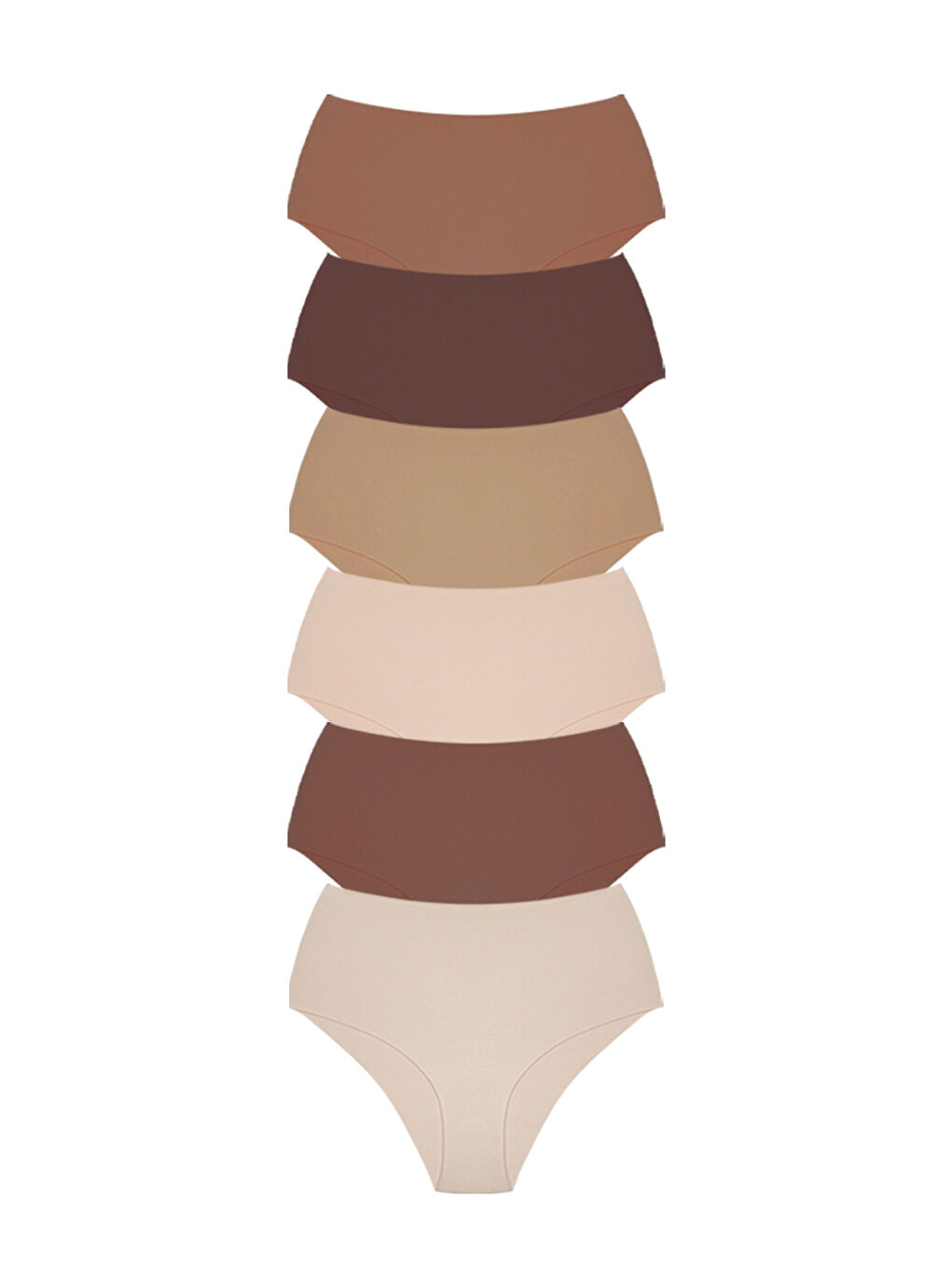 Karışık Yüksek Bel Basic Lazer Kesim Bikini Külot 6'Lı Paket-2