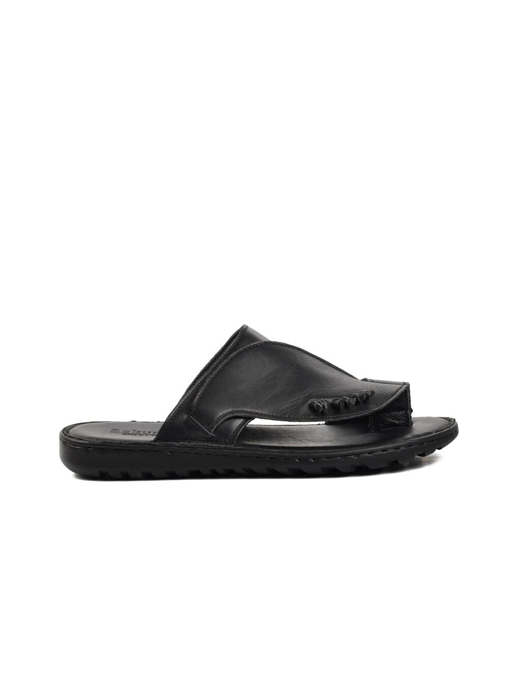 Sekurlet 7002 Büyük Numara Hakiki Deri Siyah Erkek Terlik