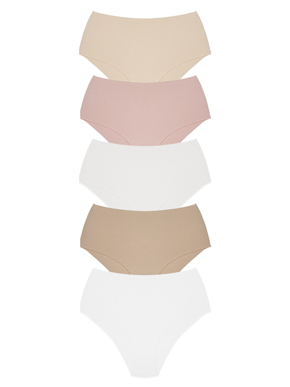 Karışık Yüksek Bel Basic Lazer Kesim Bikini Külot 5'Li Paket