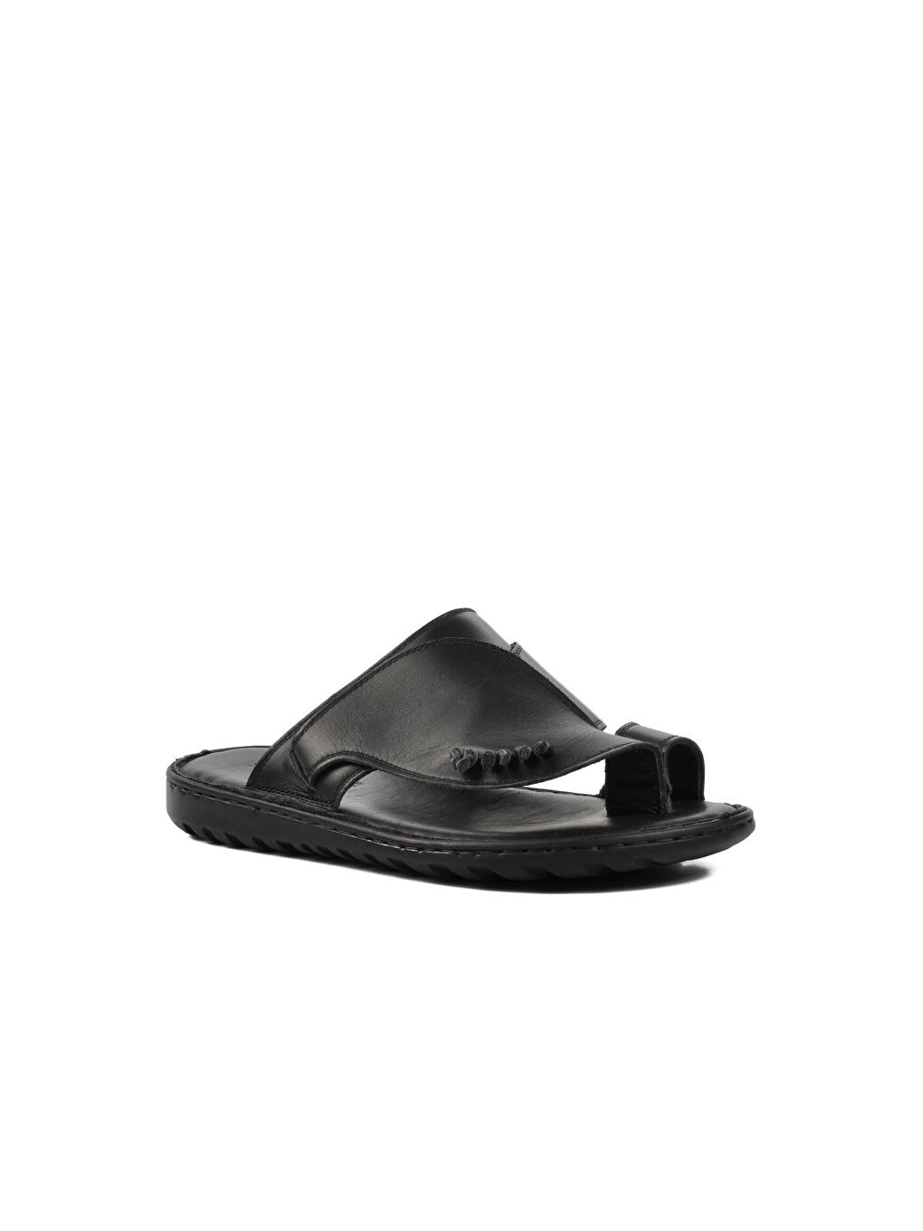 Sekurlet 7002 Büyük Numara Hakiki Deri Siyah Erkek Terlik-2