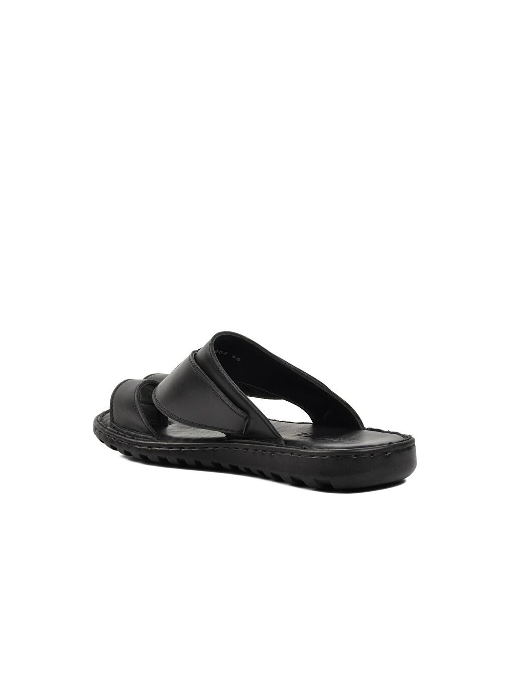 Sekurlet 7002 Büyük Numara Hakiki Deri Siyah Erkek Terlik-3