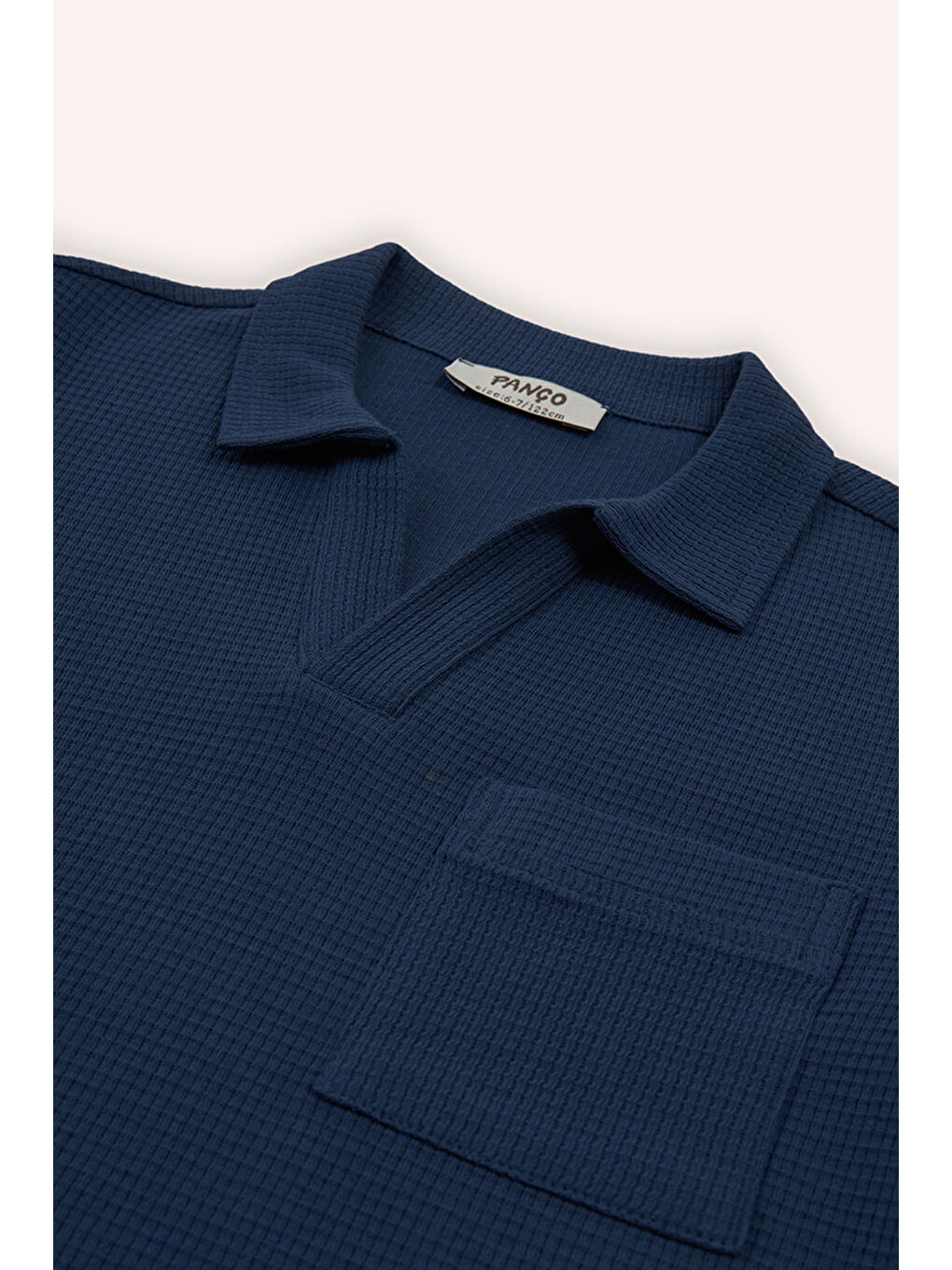 Erkek Çocuk Dokulu Kısa Kollu T-Shirt Lacivert-2