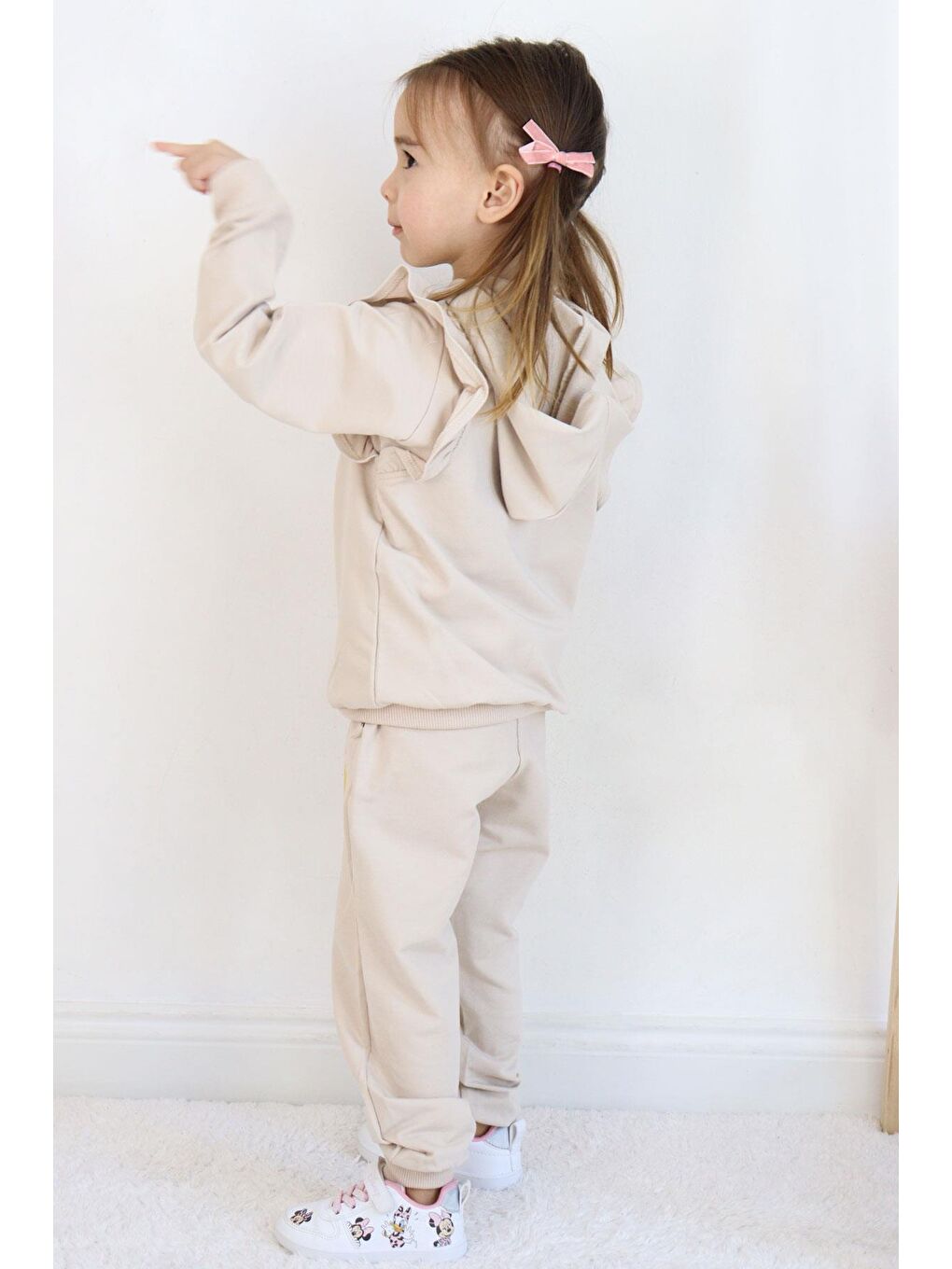 Kız Bebek Eşofman Takım Çiçek & Kuş Nakışlı Bej (1.5 Yaş)-4