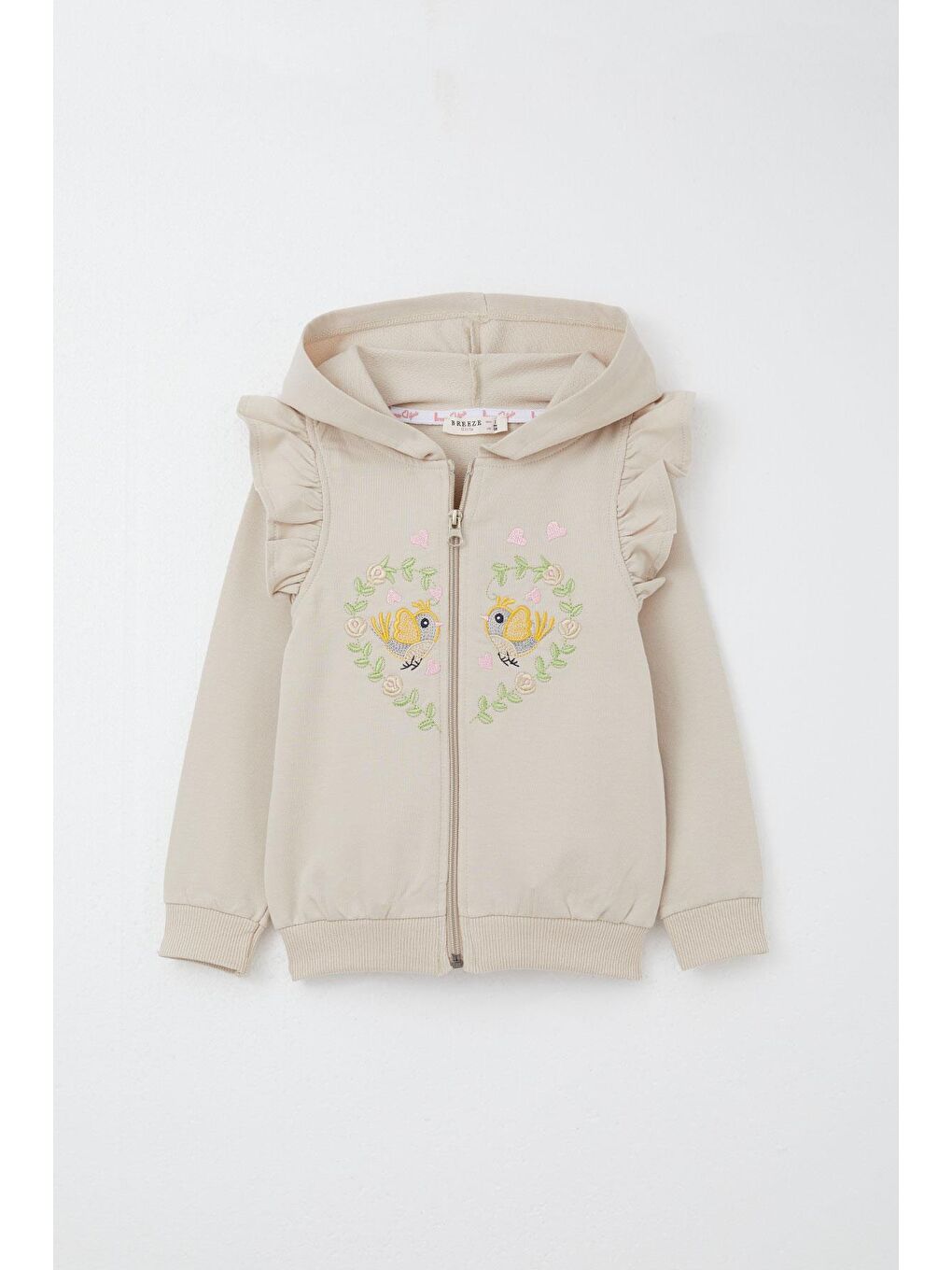 Kız Bebek Eşofman Takım Çiçek & Kuş Nakışlı Bej (1.5 Yaş)-8