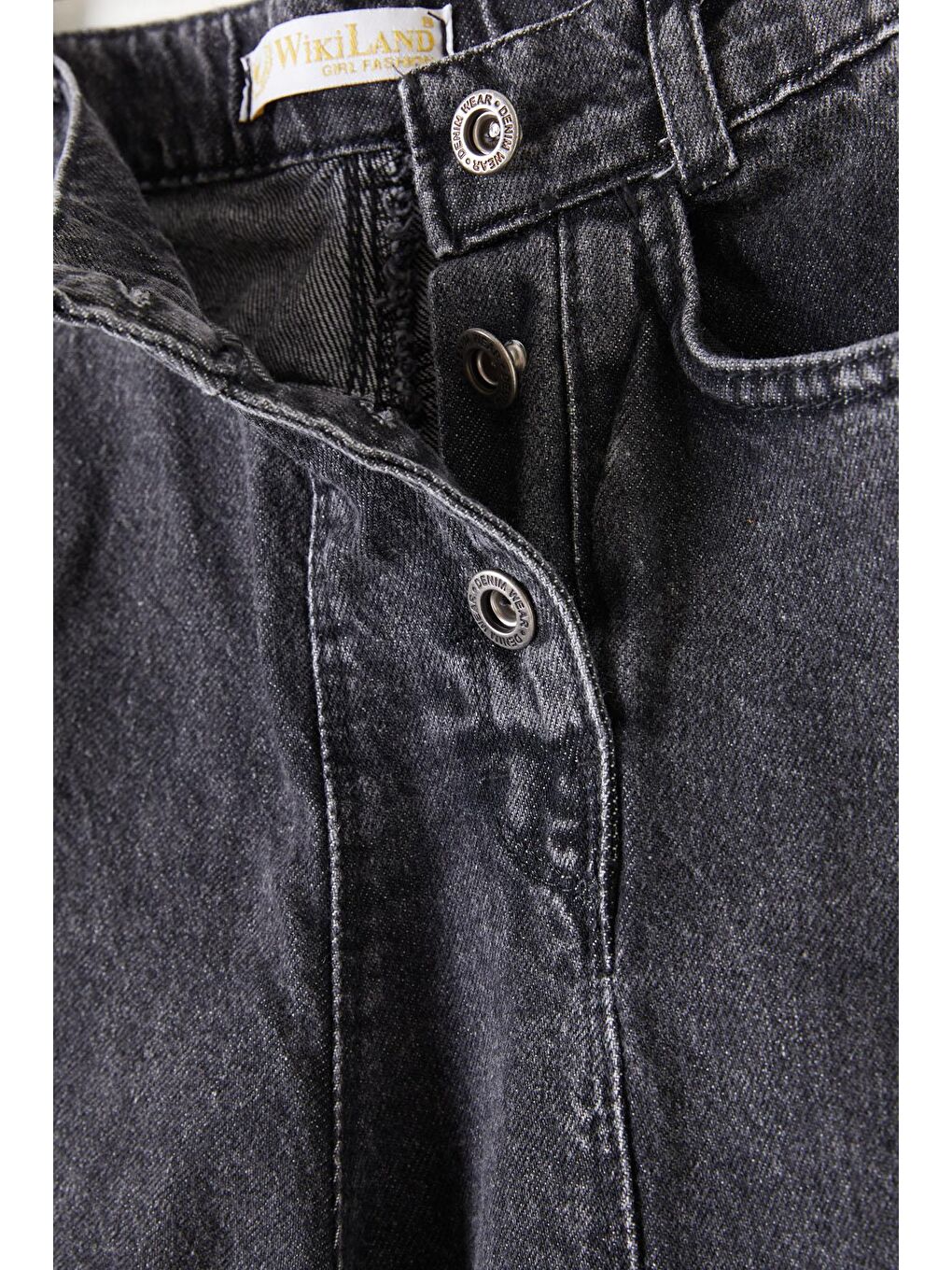 Siyah Geniş Paça Yandan Patlı Kız Jean Pantolon 16219-1