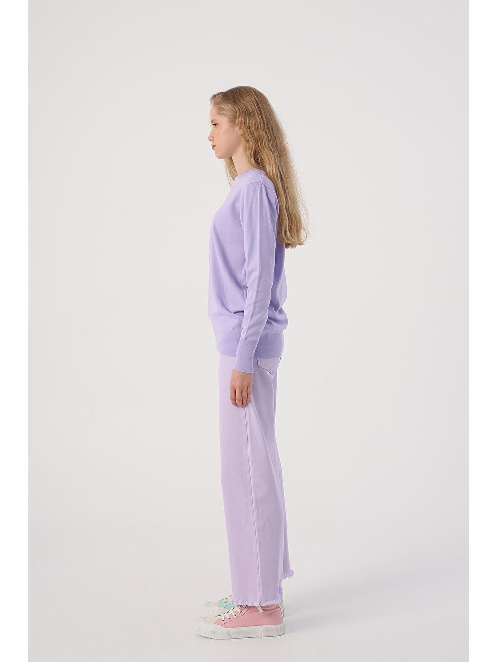 Lila Bisiklet Yaka Triko Kazak-2