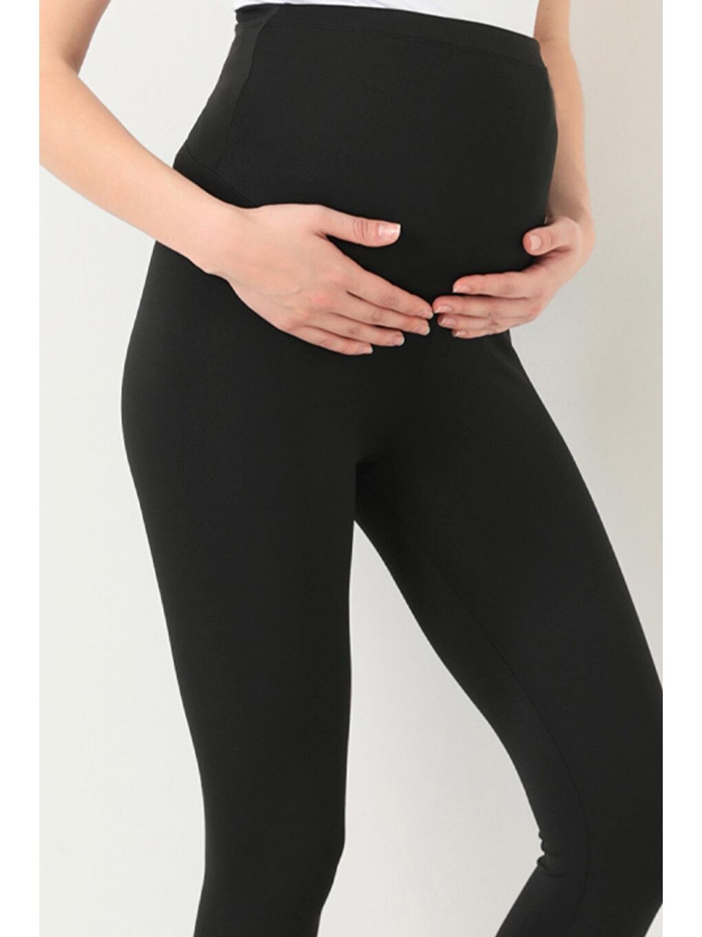 Siyah Şardonlu Beli Ayarlanabilir Yüksek Bel Hamile Tayt-5