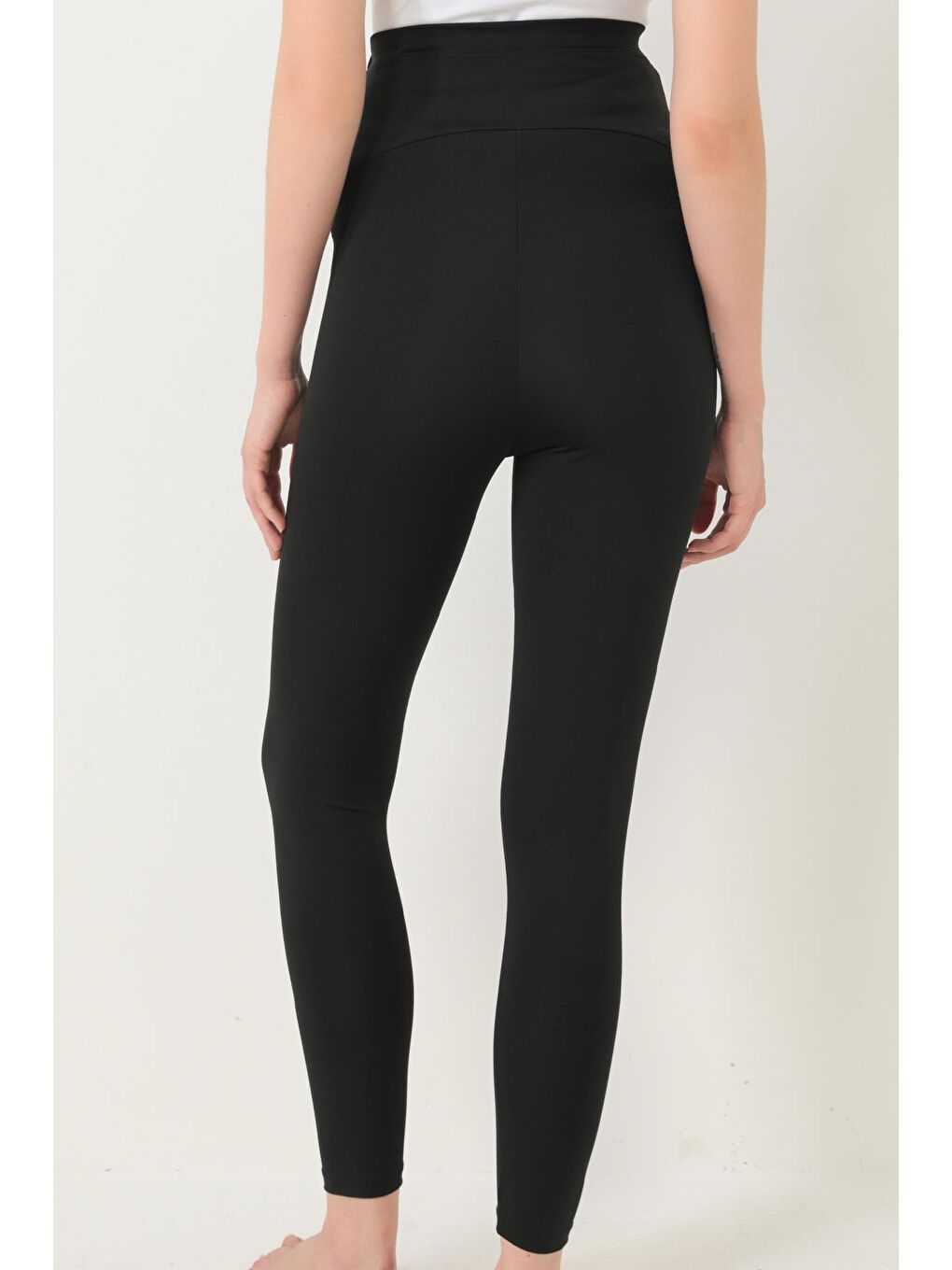 Siyah Şardonlu Beli Ayarlanabilir Yüksek Bel Hamile Tayt-8