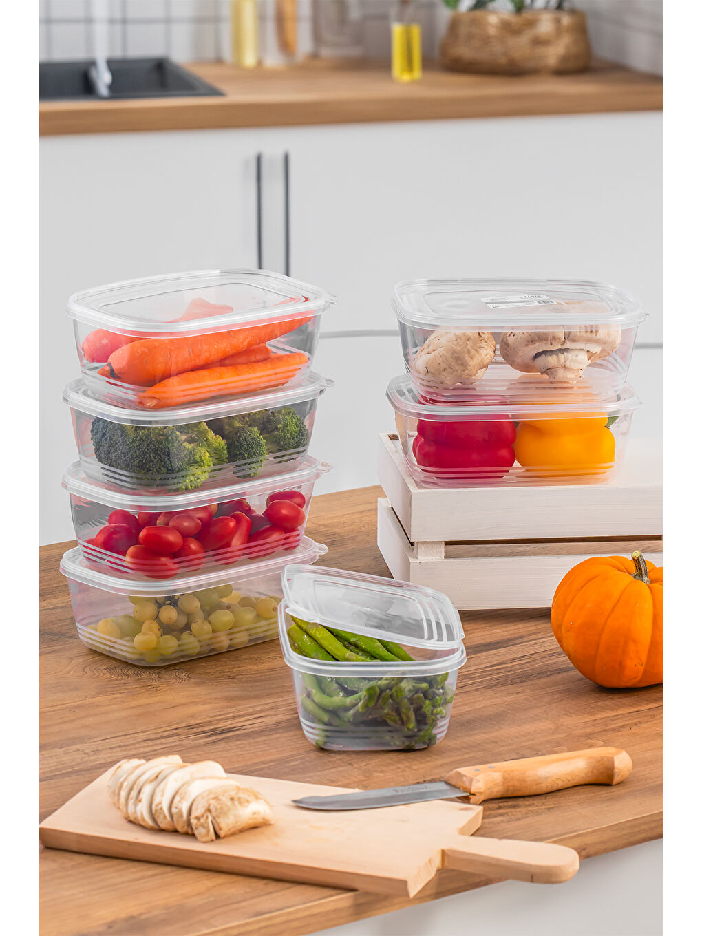 Renksiz 1072 20'li Buzluk Düzenleyici Saklama Kabı Kendinden Kapaklı Derin Dondurucu Saklama Kabı 1Lt Şeffaf-1