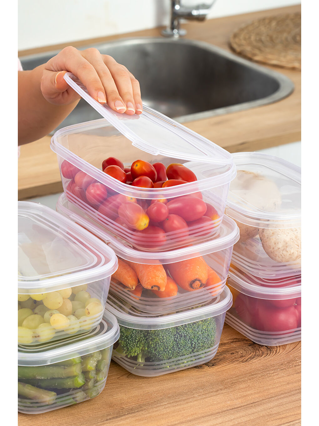 Renksiz 1072 30'lu Buzluk Düzenleyici Saklama Kabı Kendinden Kapaklı Derin Dondurucu Saklama Kabı 1Lt Şeffaf-3